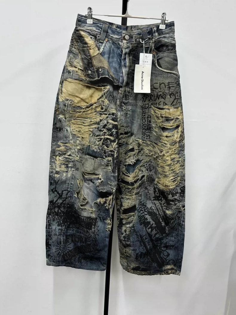 Acne Studios acne studios Printed ripped loose straight leg jeans 2504-N Size US 28 / EU 44 - 1 Thumbnail