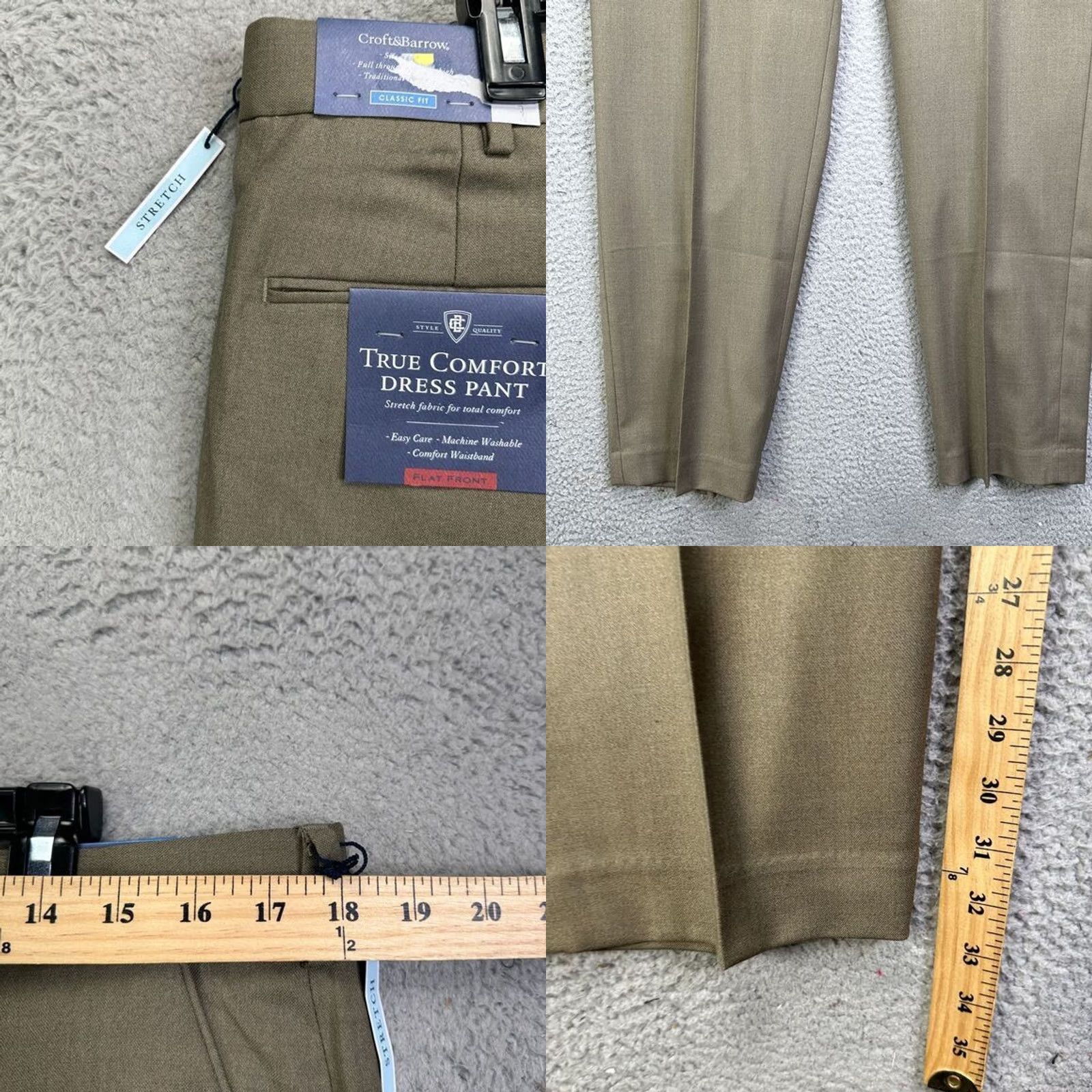 Croft & Barrow VINTAGE Croft Barrow Dress Pants Men 36X32 Brown True Comfort Classic Fit Flat Front NEW Size US 36 / EU 52 - 8 Thumbnail