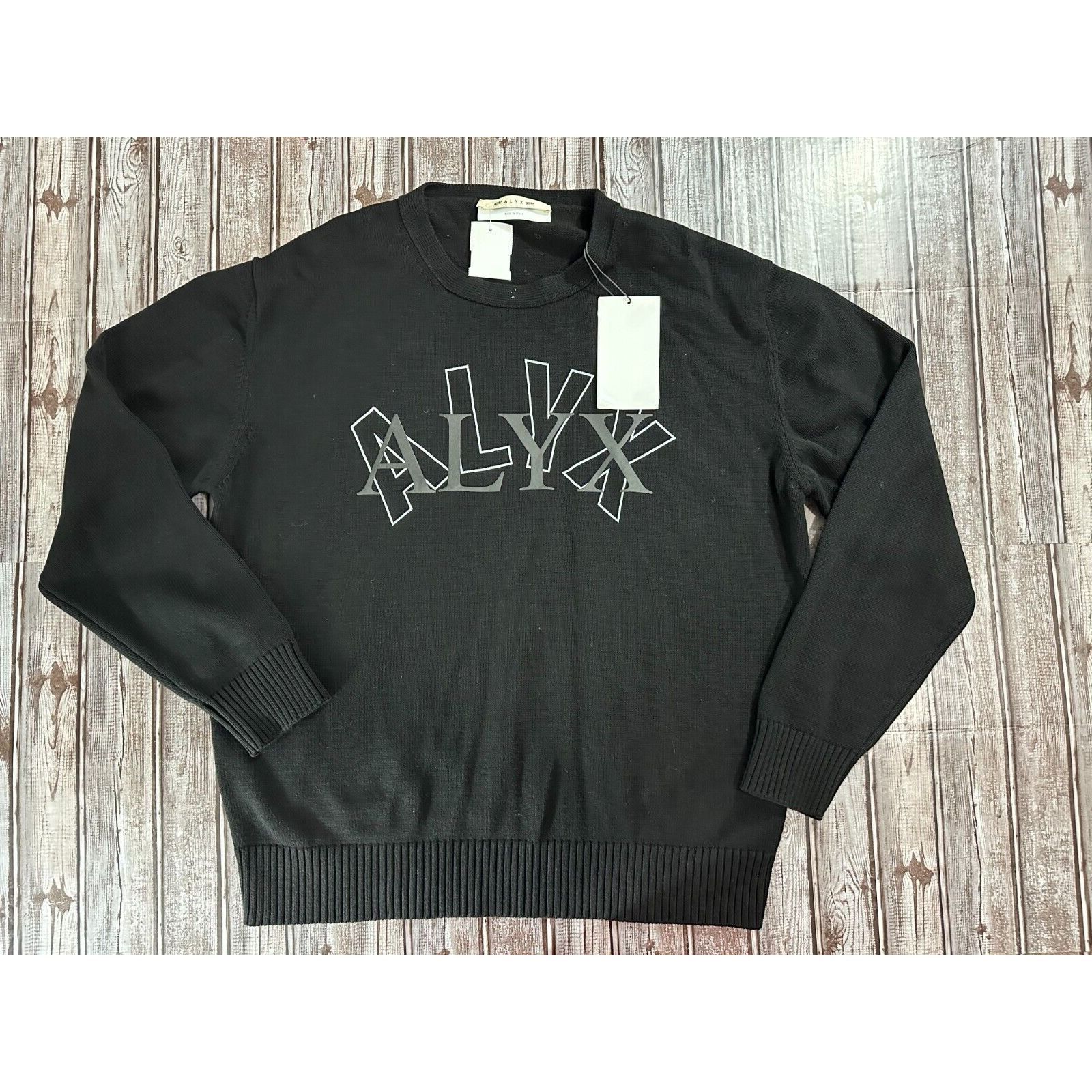 1017 ALYX 9SM Sweater Crewneck Logo Cotton COLOR Black size
