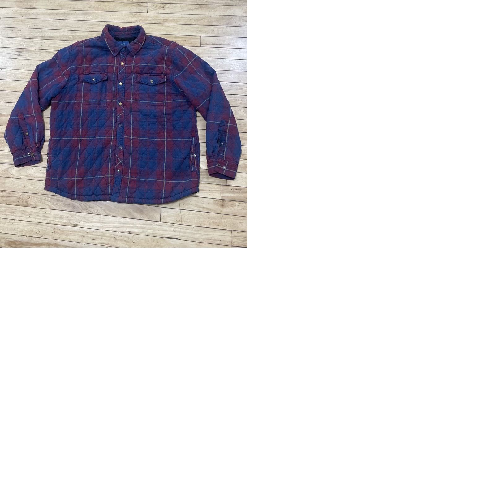 George George Shacket Men 2XL Plaid Sherpa Fleece Jacket Blank et Beach Pile Blanket Safety-Classic Pilled Pockets Logo Blue Red Vintage Mens 2XL Size US XXL / EU 58 / 5 - 12 Thumbnail