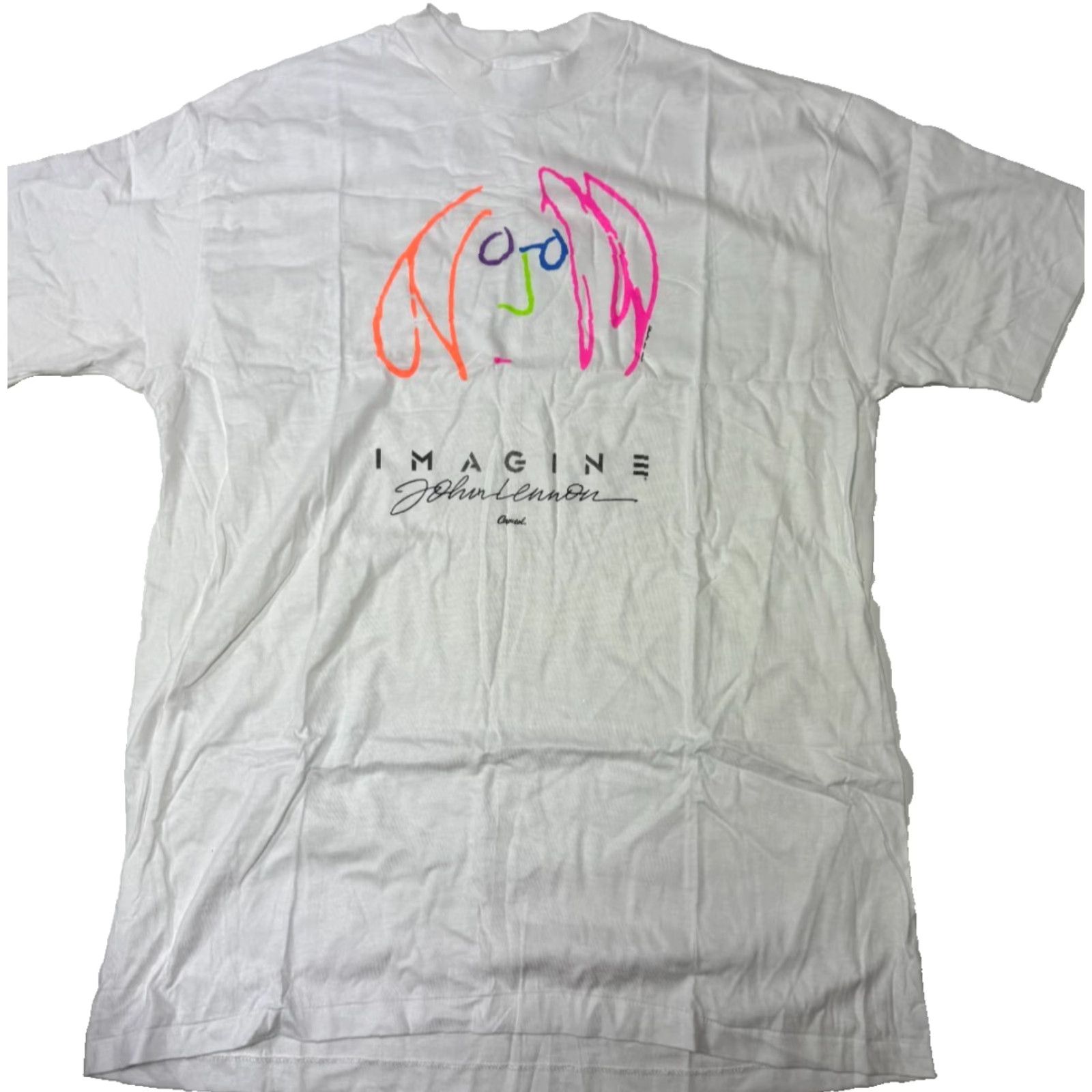 Hanes VINTAGE HANES JOHN LENNON THE BEATLES IMAGINE PROMOTIONAL T-SHIRT XL WHITE GRAPHIC PRINT 80s MENS Size US XL / EU 56 / 4 - 2 Thumbnail