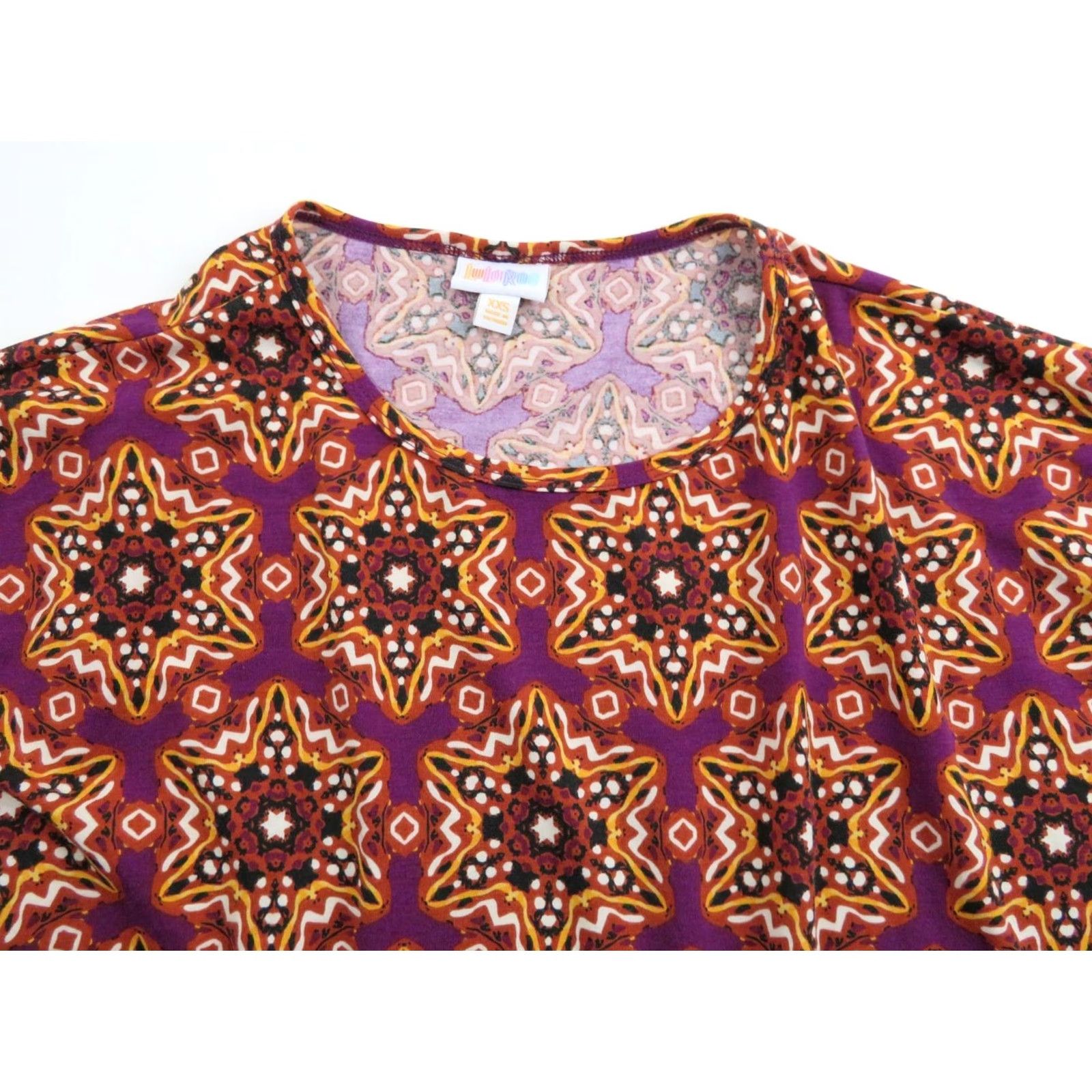 Vintage LuLaRoe Irma T Shirt Tunic XXS Purple Stars Dots Top Tee Stretch LLR Size XXS / US 00 / IT 34 - 4 Thumbnail
