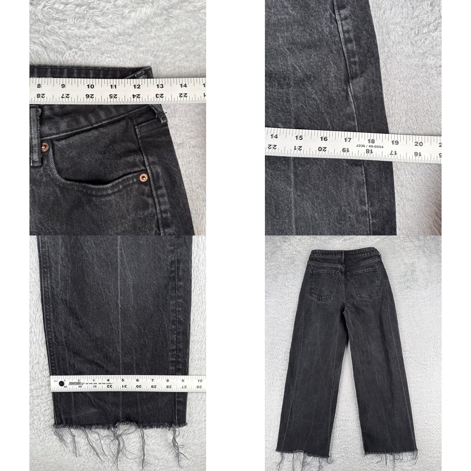 Old Navy Old Navy Jeans Women 2P Black Denim Curvy SkyHi Wide Leg Distressed Cotton 25x26 Size 26" / US 2 / IT 38 - 9 Thumbnail
