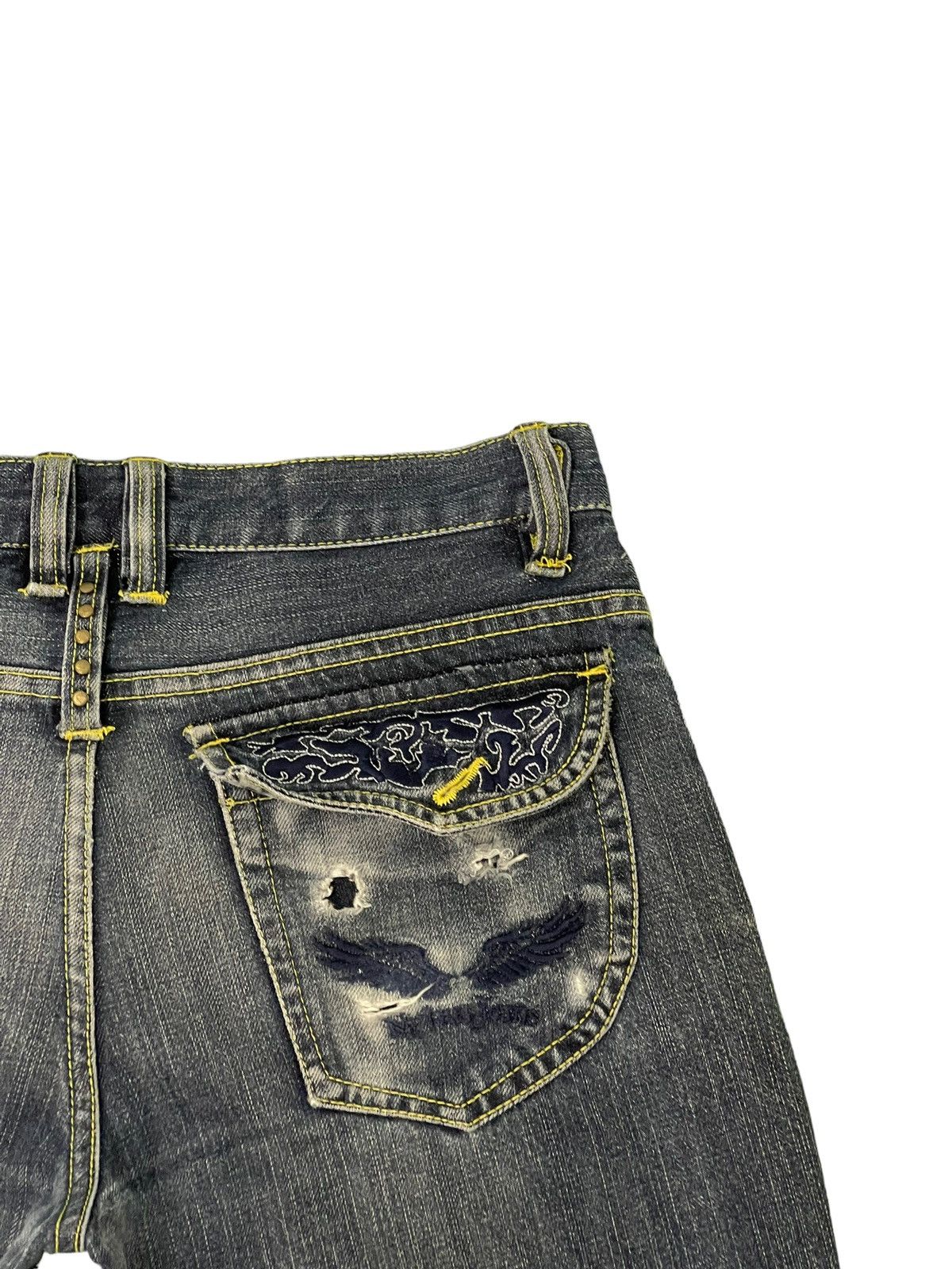 Japanese Brand Flare Jeans Nylaus Distress Low Rise Boot Cut 6🟦3 Size US 32 / EU 48 - 19 Thumbnail