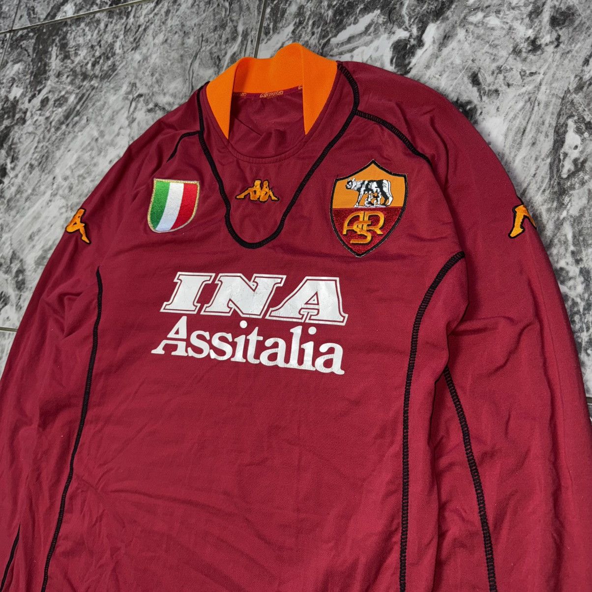 Kappa AS ROMA 2001-02 HOME SHIRT KAPPA LONG JERSEY ITALY SOCCER Size US M / EU 48-50 / 2 - 3 Thumbnail