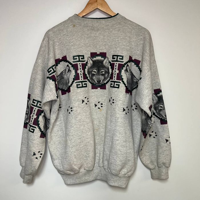Vintage Vintage Wolf Sweatshirt 90s Wolves Sweater Gray Wildlife Grailed
