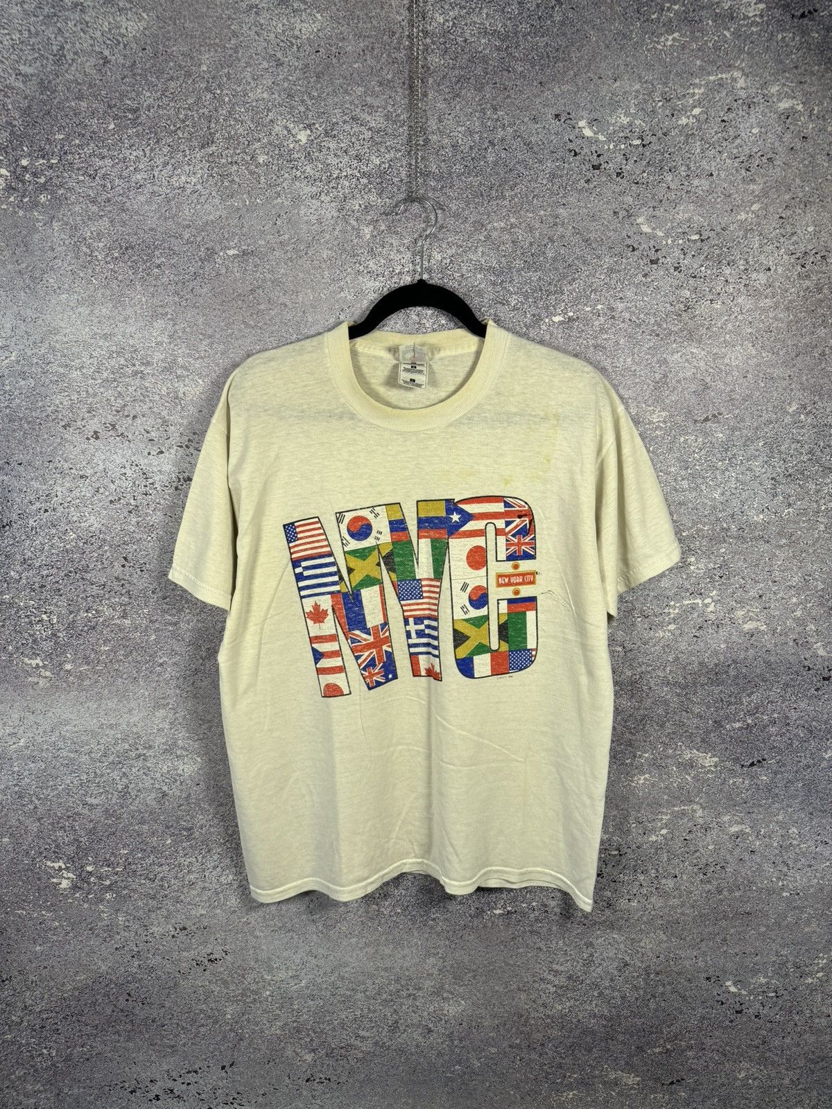 Fruit Of The Loom × Vintage Vintage 90’s NYC White Flag Graphic T Shirt Large Souvenir Size US L / EU 52-54 / 3 - 1 Thumbnail