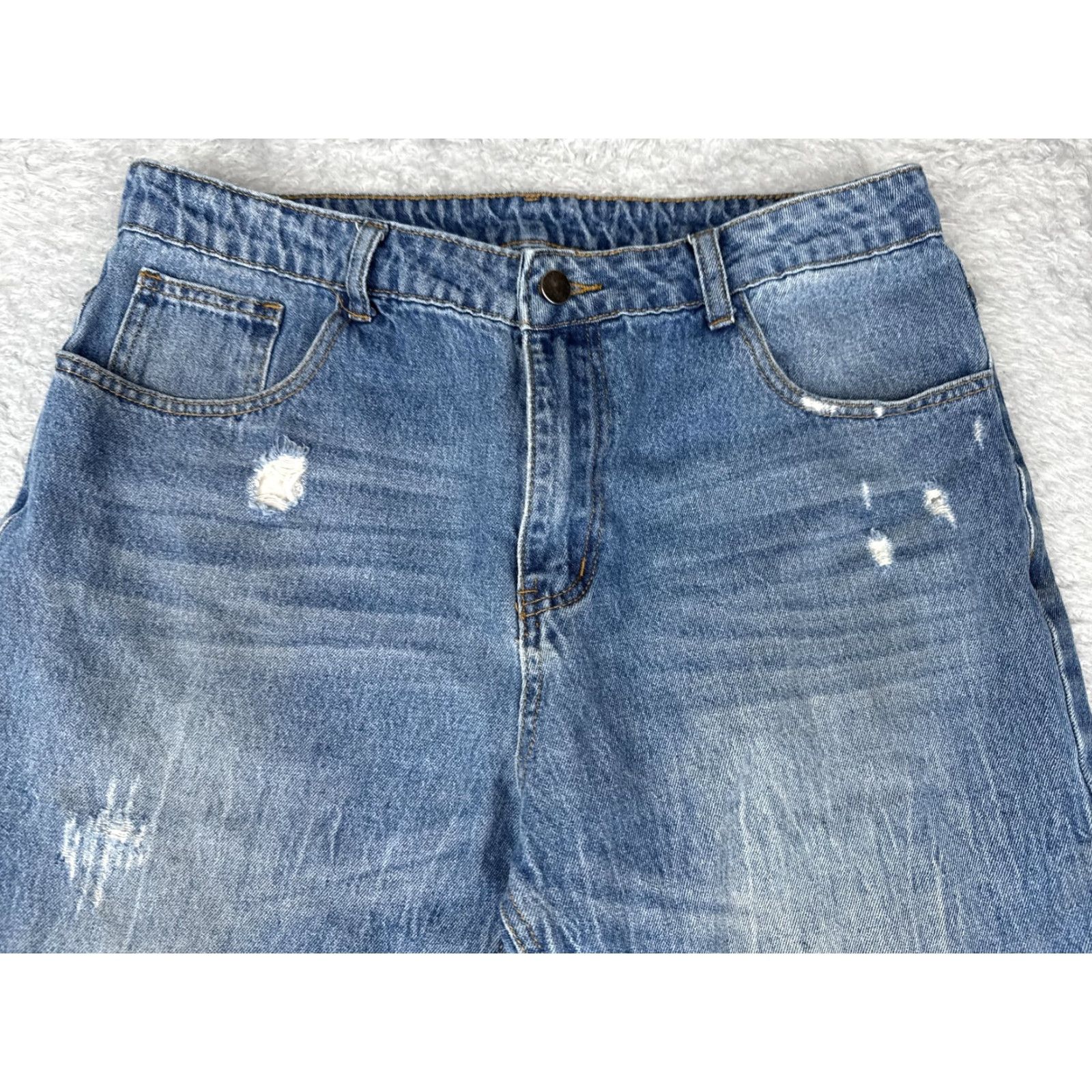 Denime Distressed Jeans Mens 32x30 Blue Light Wash Tapered Leg Zip Fly Denim 90s Mens Size US 32 / EU 48 - 4 Thumbnail