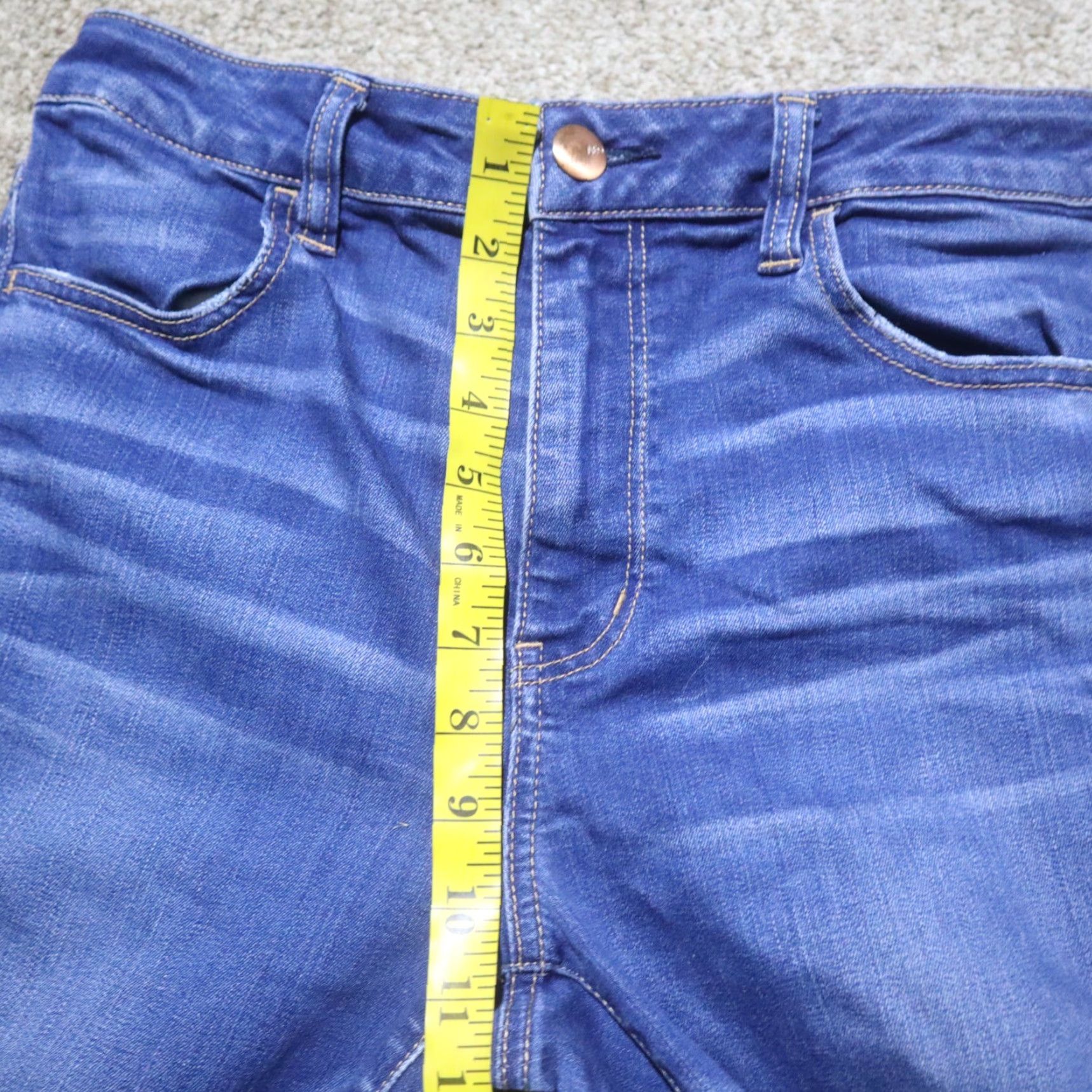American Eagle Outfitters American Eagle Outfitters Jeans Jegging 14 Blue Denim High Rise 360 Super Stretch 14R Women Mens Size 36" / US 14 / IT 50 - 6 Thumbnail