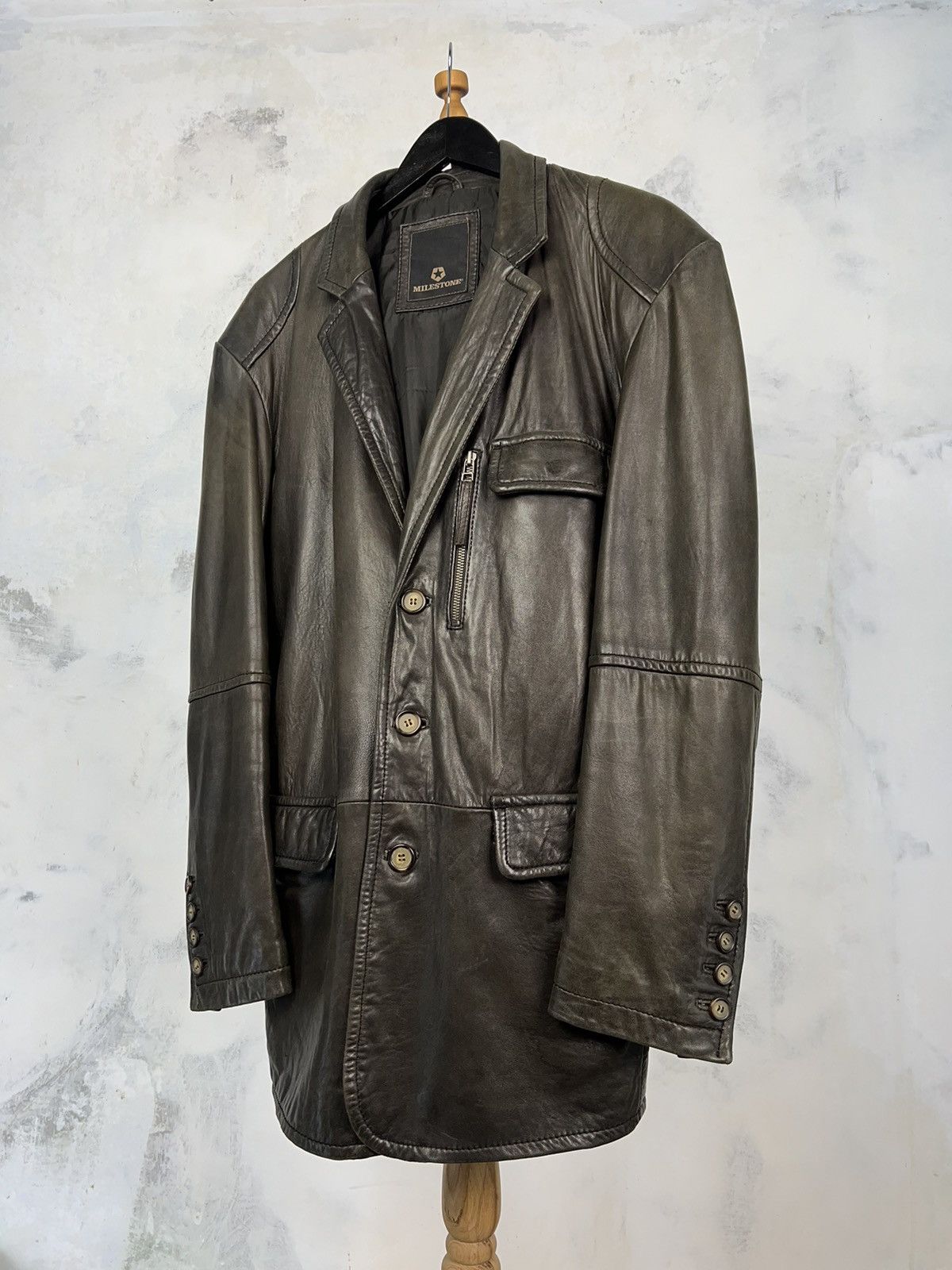 Milestone Milestone Leather Blazer Jacket Size L - XL Size US XL / EU 56 / 4 - 2 Thumbnail
