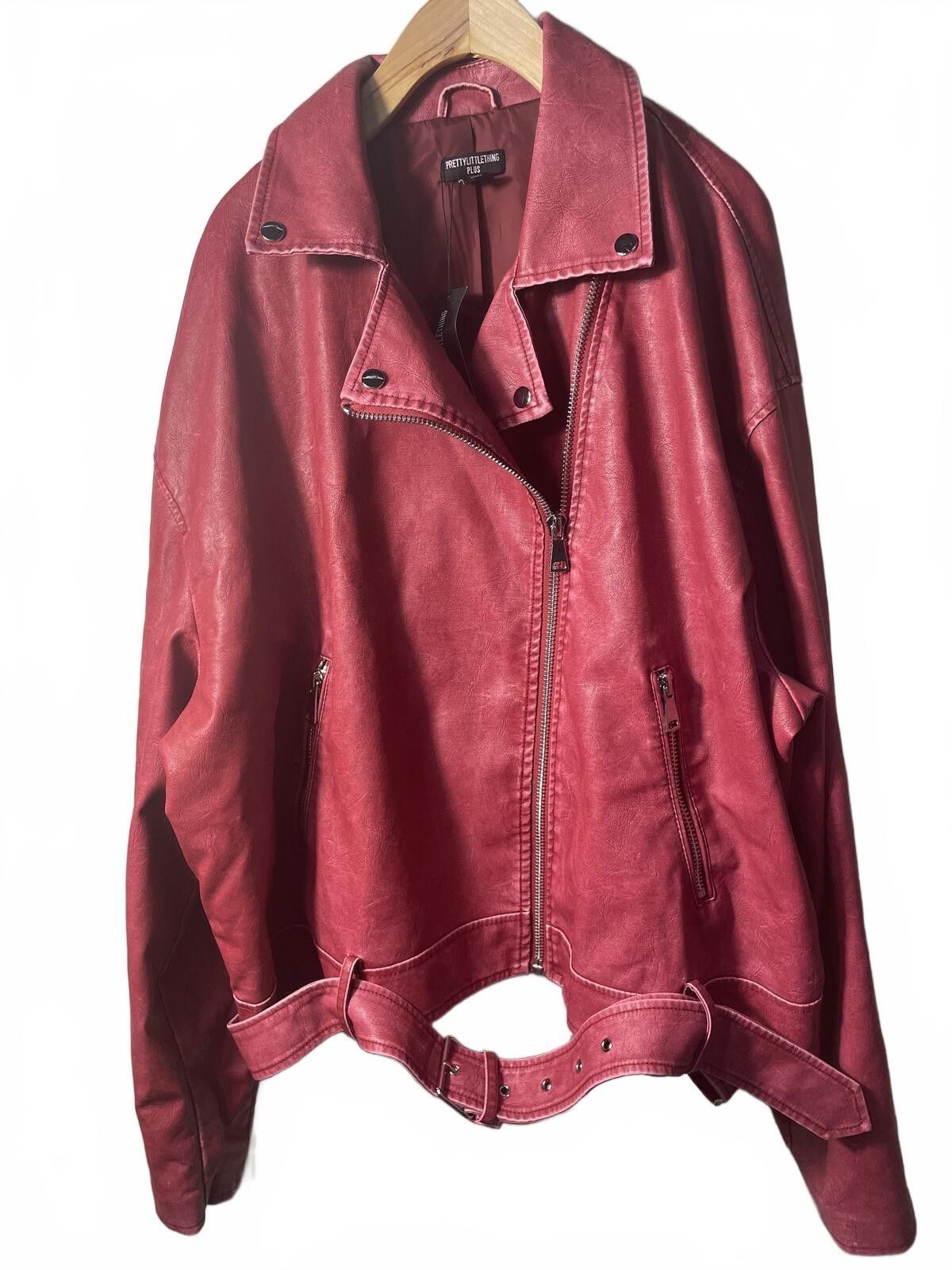 Other PrettyLittleThing Plus Biker Jacket Womens 18 Pink Red NWT Size XXL / US 16-18 / IT 52-54 - 1 Thumbnail