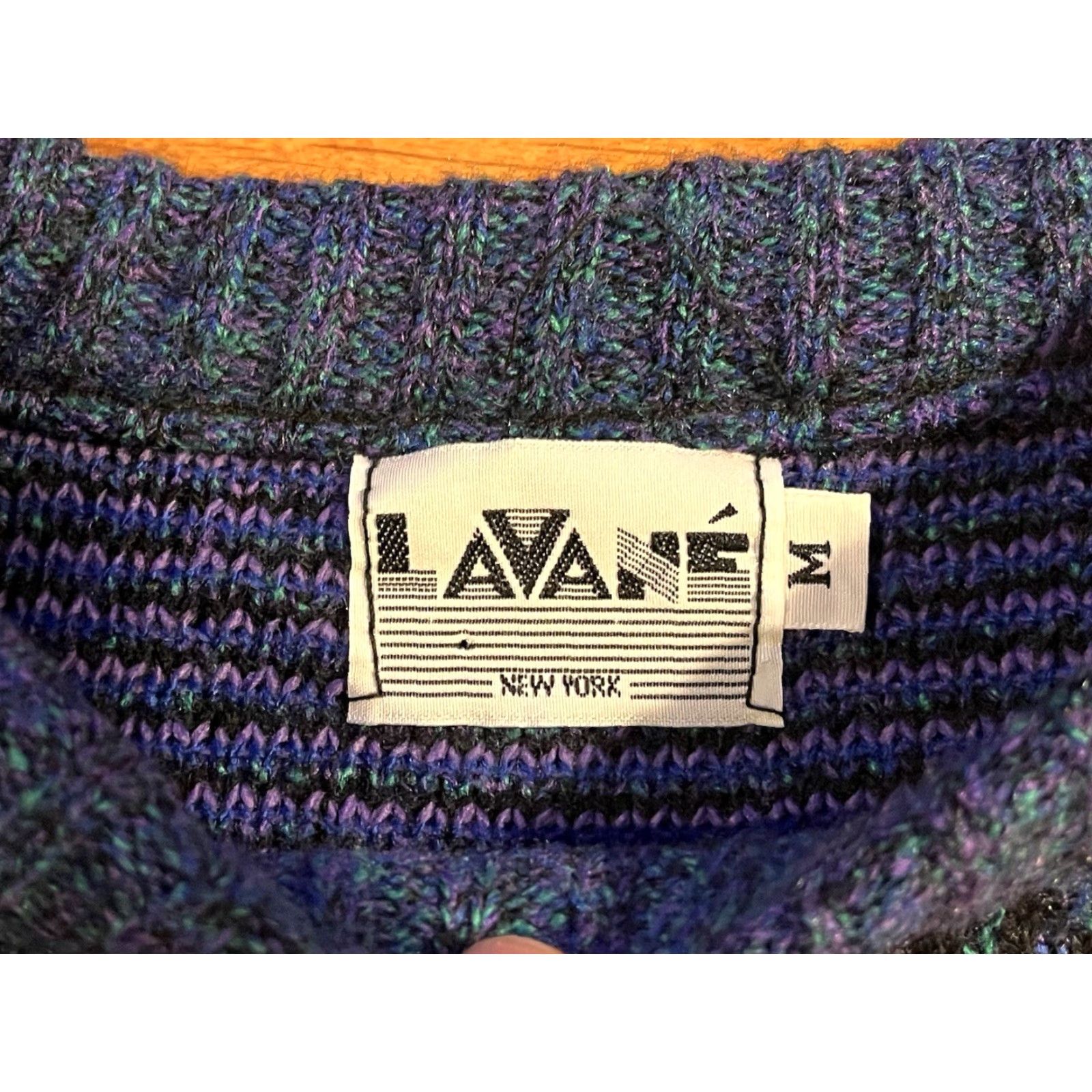 Savane VINTAGE Lavane Sweater Women’s Medium Purple Black Blue All Over Print Size M / US 6-8 / IT 42-44 - 5 Thumbnail