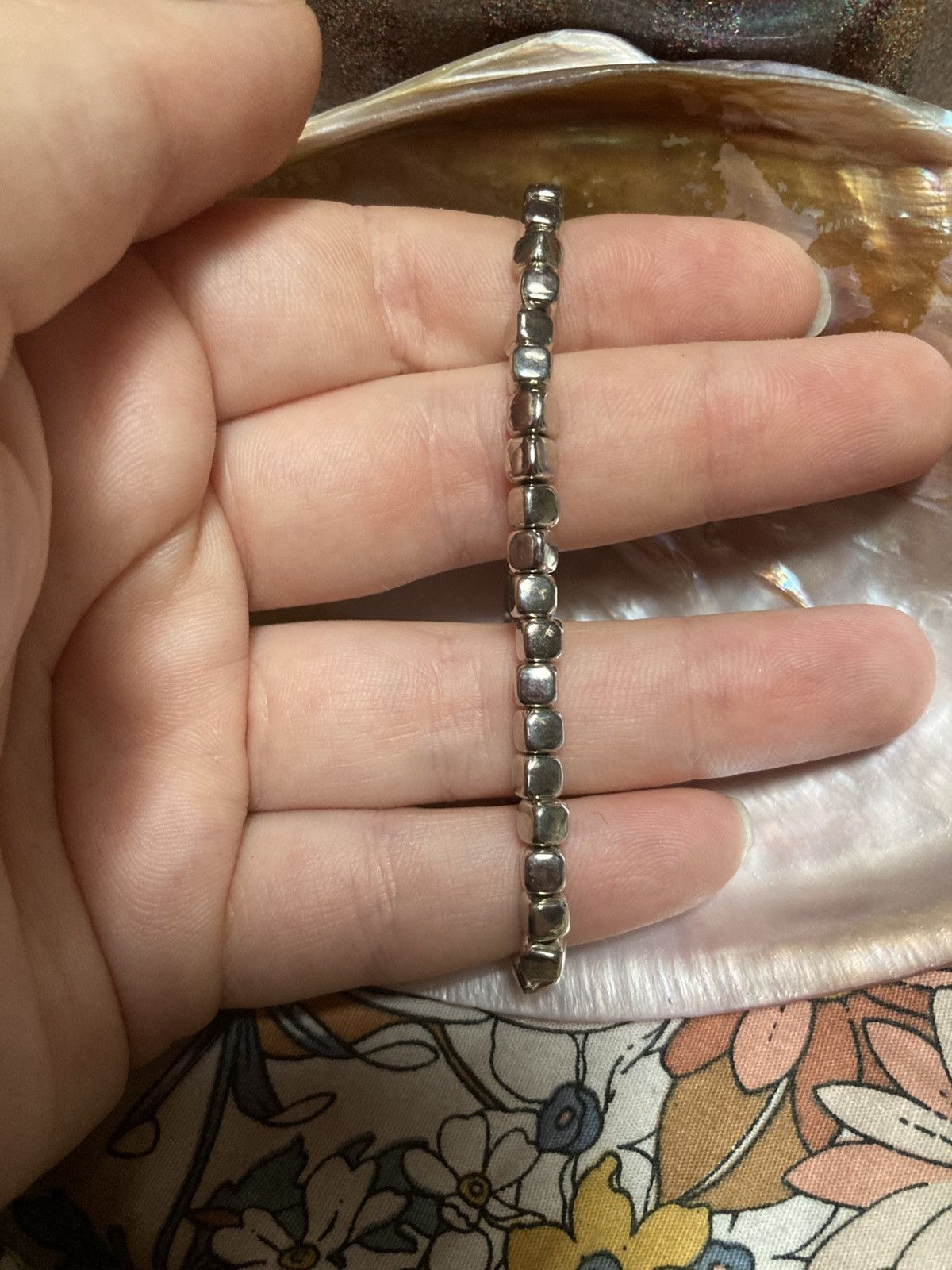 Other Silver coloured square beaded bracelet Size ONE SIZE - 2 Thumbnail
