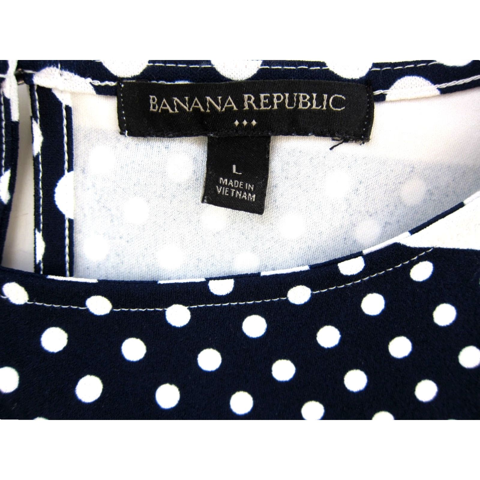Banana Republic Banana Republic Dress Blue Polka Dot Stretch Short Sleeve Shift Large Women Midi Knee Length Maxi Shirt Dress Size 36" / US 14 / IT 50 - 3 Thumbnail