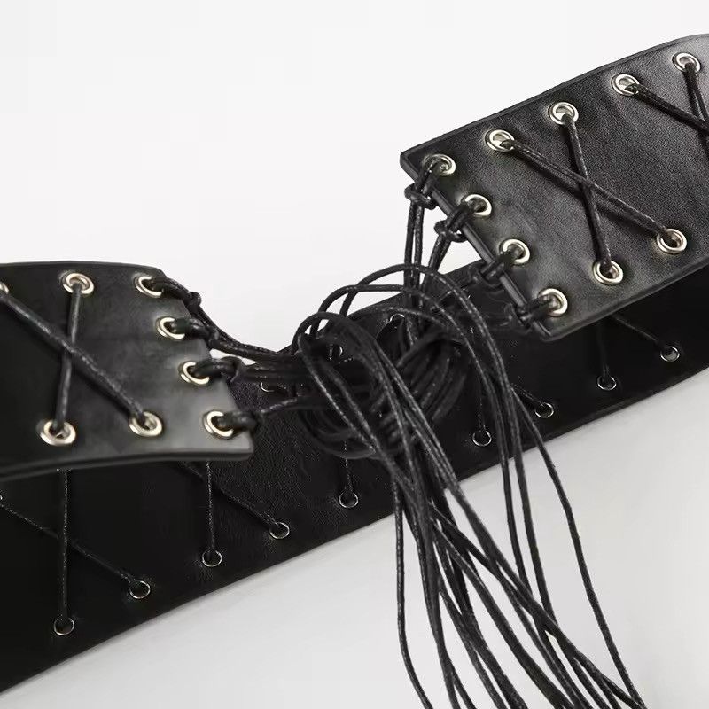 Japanese Brand × Vintage Vintage Bandage Tassels Pu Belt Y2K Hollow Out Size ONE SIZE - 4 Thumbnail