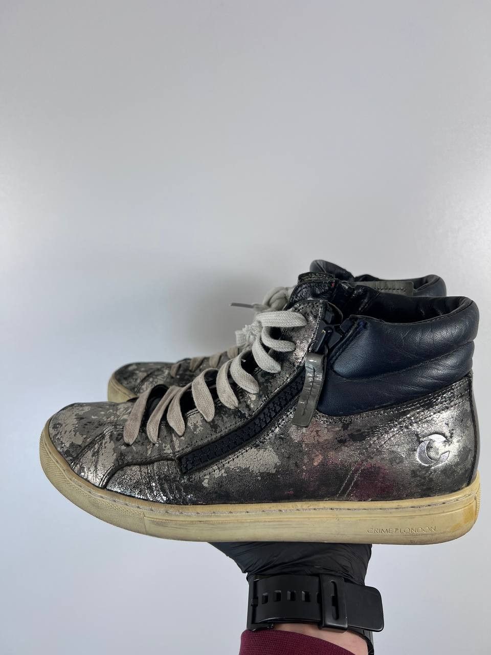 Crime London Crime London High Top Sneakers Leather Zip Womens Size 39 Size US 9 / IT 39 - 6 Thumbnail