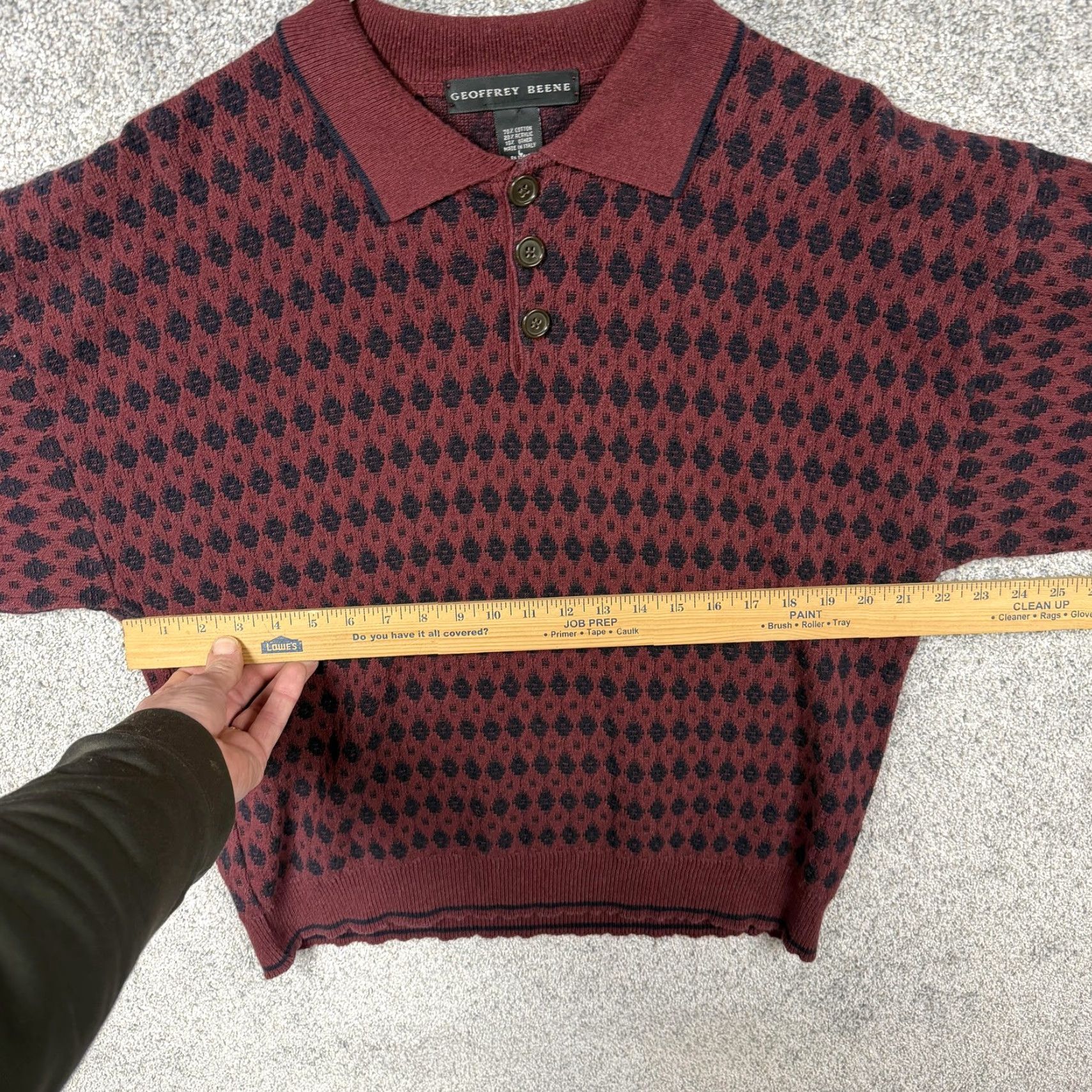 Geoffrey Beene VINTAGE Geoffrey Beene Sweater Mens L Red Argyle Dark Academia Italy Made Size US L / EU 52-54 / 3 - 4 Thumbnail