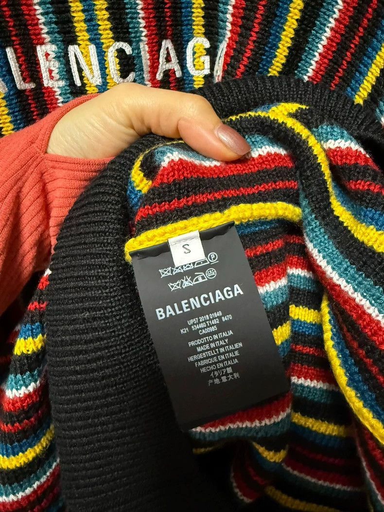 Balenciaga Balenciaga balenciaga striped green sweater with logo -250 Size US S / EU 44-46 / 1 - 3 Thumbnail