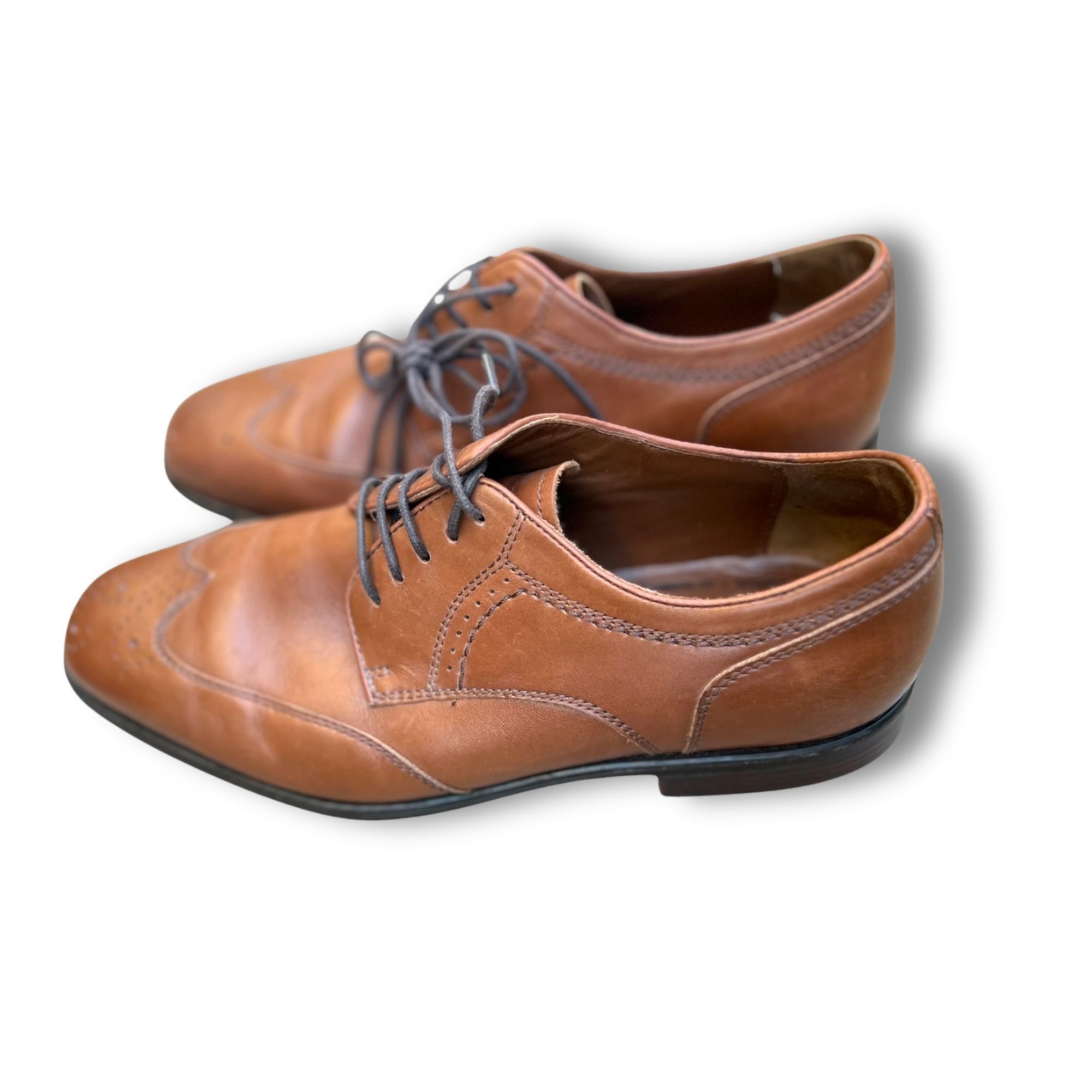 Johnston & Murphy Johnston & Murphy Mens Brown Oxford Dress Shoes Size 8.5 Lea Size US 8.5 / EU 41-42 - 3 Thumbnail