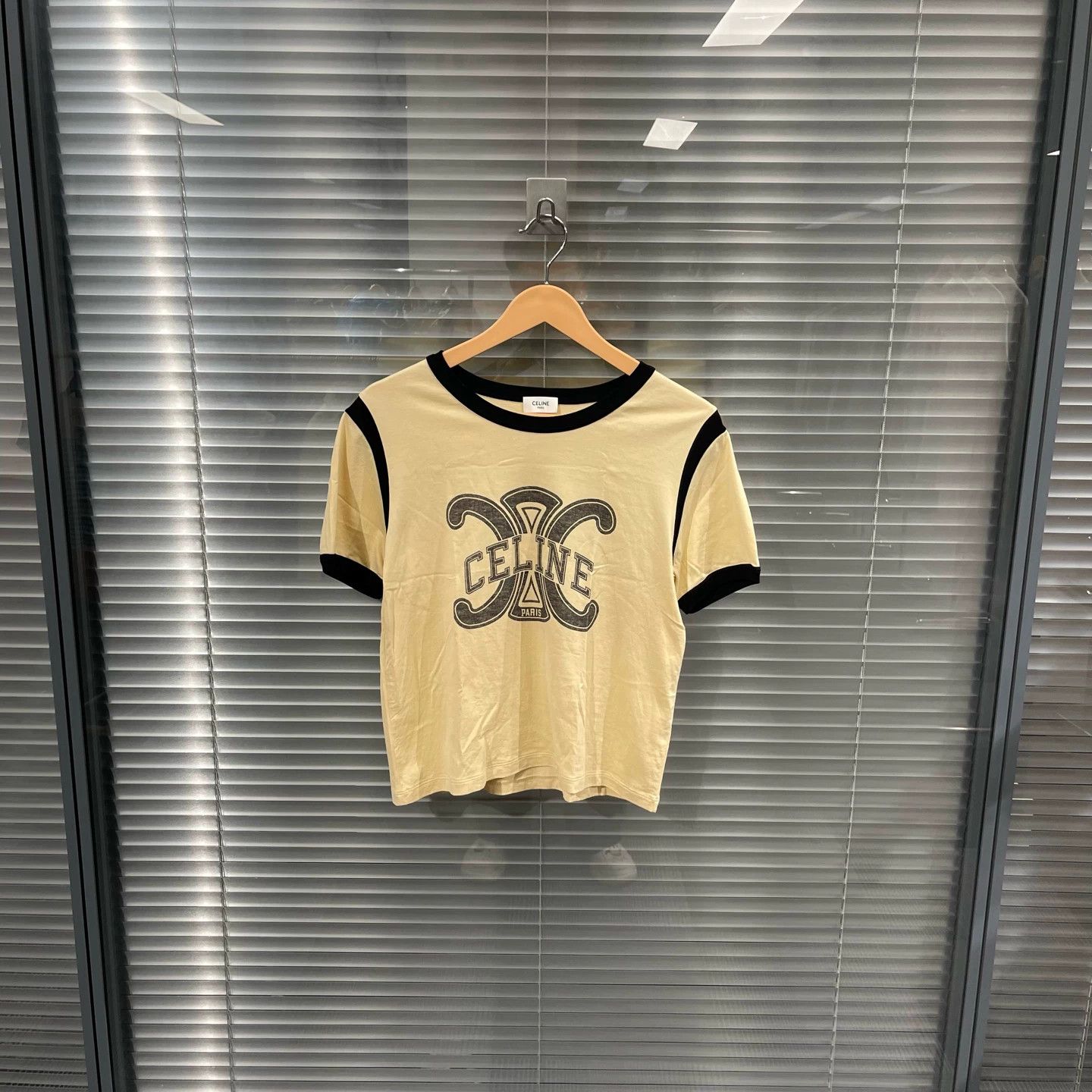 Celine Celine Khaki Triomphe Logo Short Sleeve T-Shirt M 99New Size M / US 6-8 / IT 42-44 - 1 Thumbnail