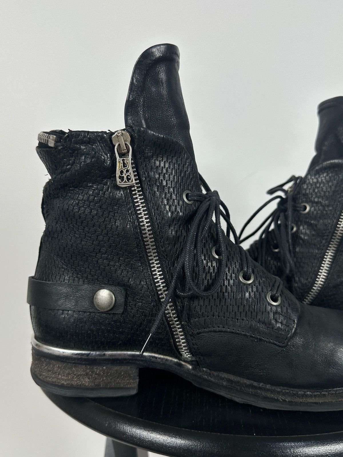 A.S.98 A.S.98. Airstep Black Leather Biker Zip Buckle Ankle Boots Size US 8 / IT 38 - 16 Thumbnail