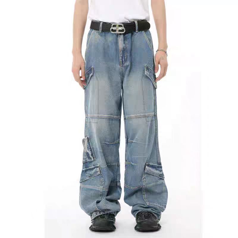 Japanese Brand × Jean Retro washed street hip-hop baggy jeans Size US 32 / EU 48 - 4 Thumbnail
