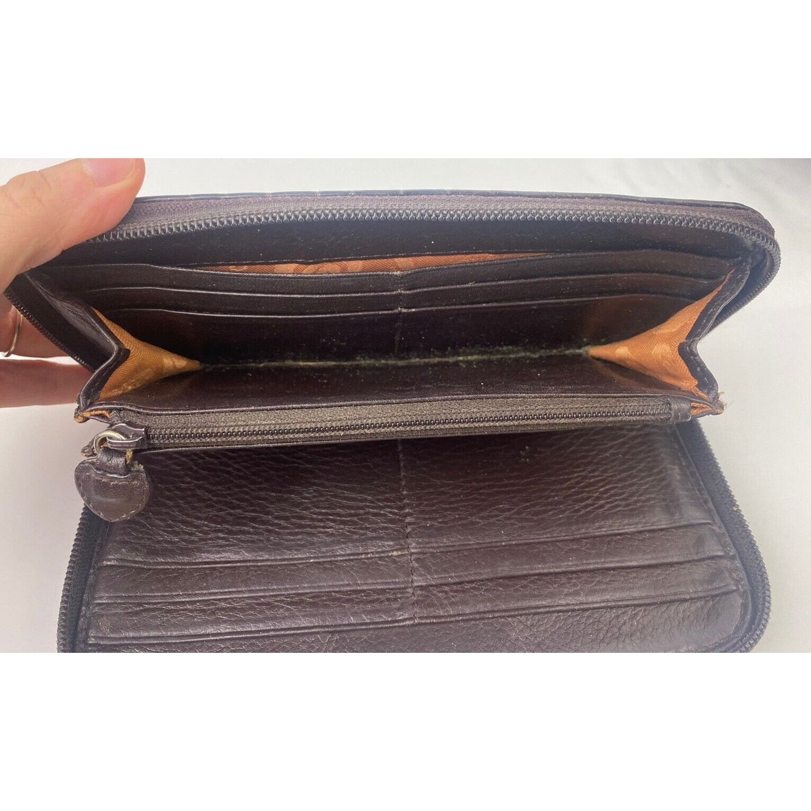 Brighton Brighton Zip Around Wallet Brown Patent Leather 8" Faux Croc Size ONE SIZE - 10 Thumbnail