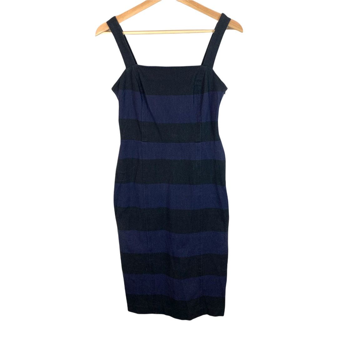 Banana Republic Banana Republic Blue Black Stripe Sheath Dress 2 XS 90s Y2K Size XS / US 0-2 / IT 36-38 - 1 Thumbnail