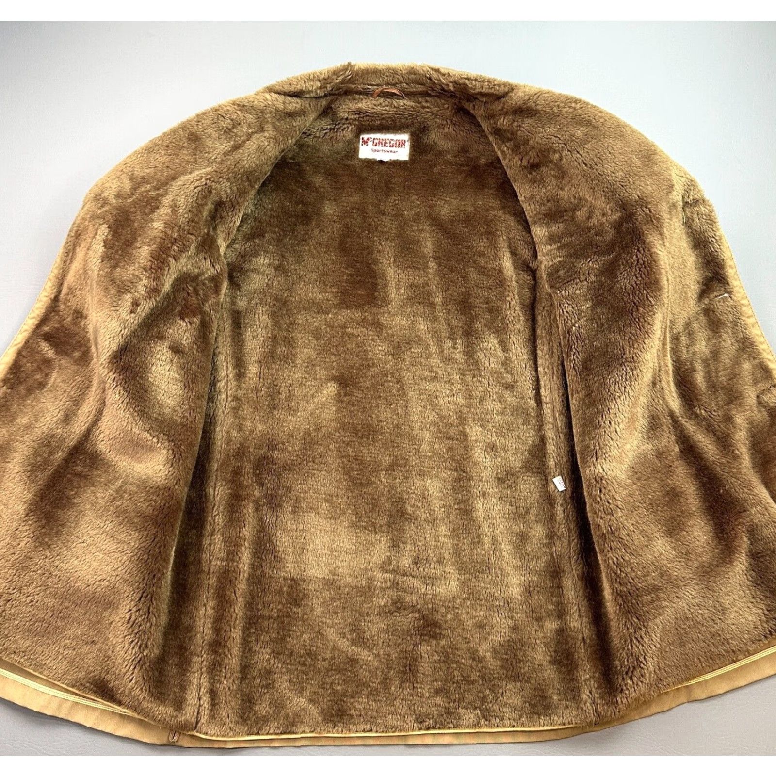 McGregor VINTAGE McGregor Jacket Mens 40 Tan Faux Fur Lined Rancher Coat USA Union Made Casual Cotton Canvas Cowboy Western 80s Classic Outerwear Mens Size US XXS / EU 40 - 4 Thumbnail