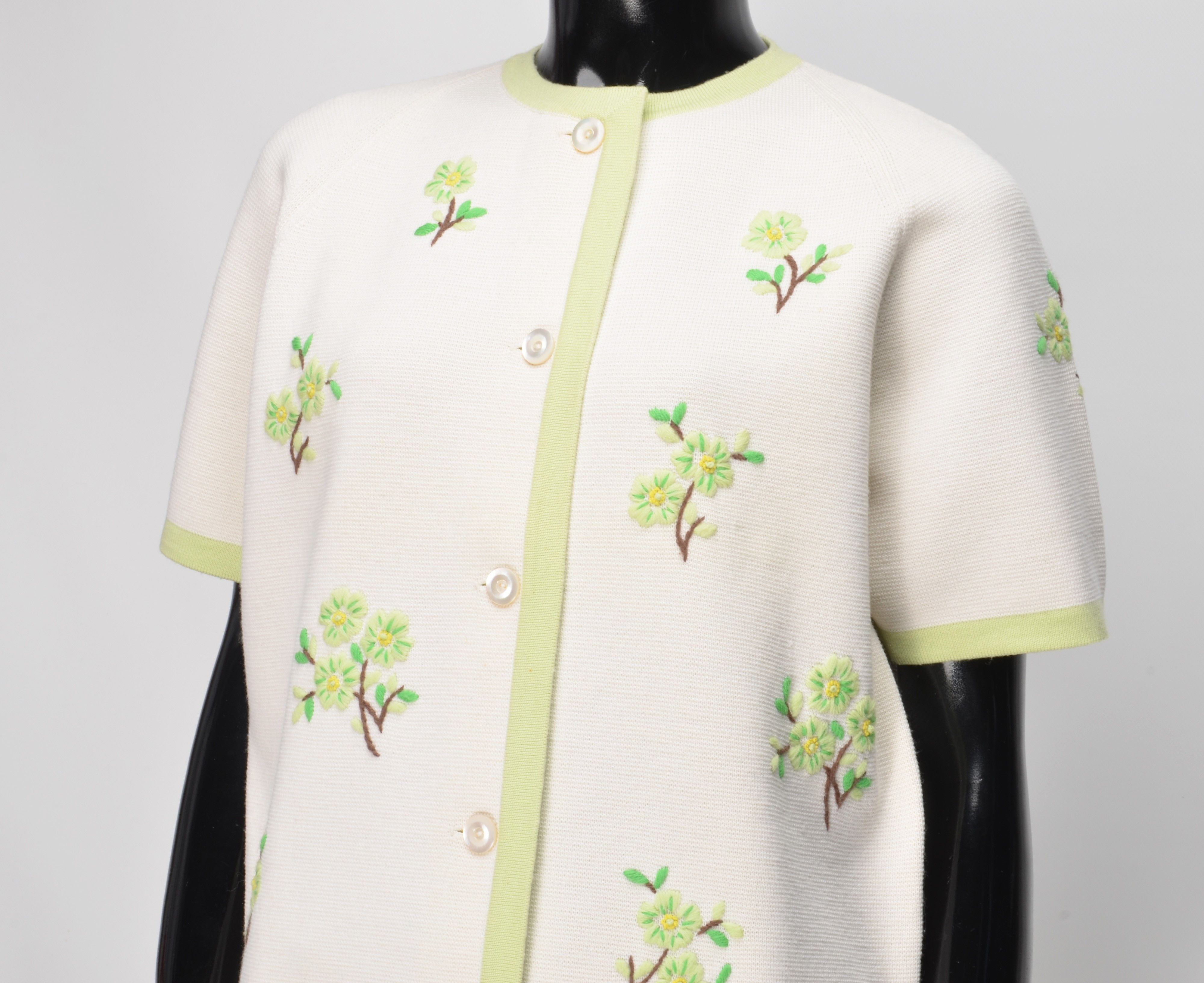 Harrods Vintage 80's Mirsa Harrods Wool Floral Embroidered Cardigan Size M / US 6-8 / IT 42-44 - 2 Thumbnail
