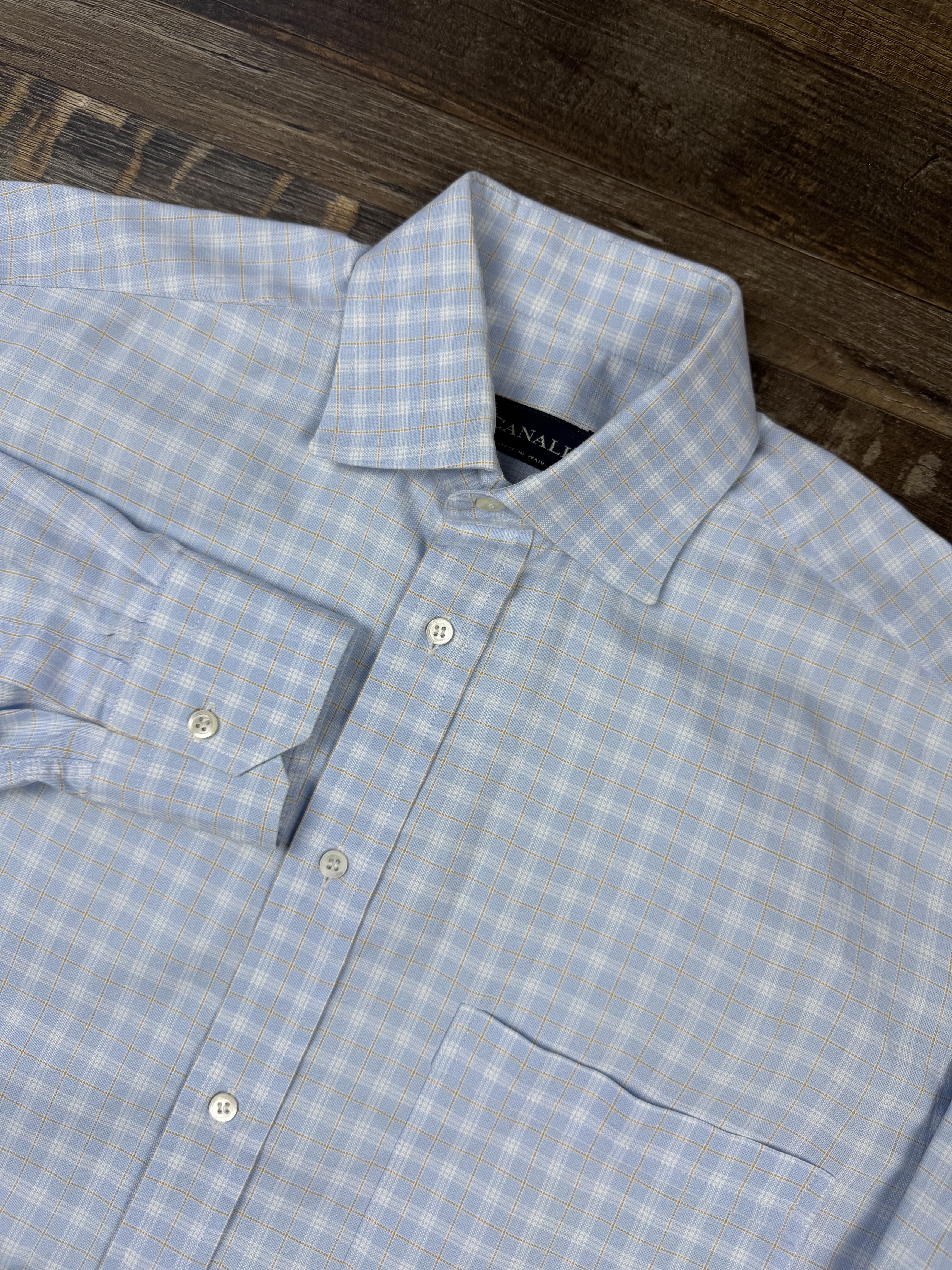 Canali Canali 15/38 Cotton Gingham Button Down Dress Shirt Luxury Size US M / EU 48-50 / 2 - 1 Thumbnail