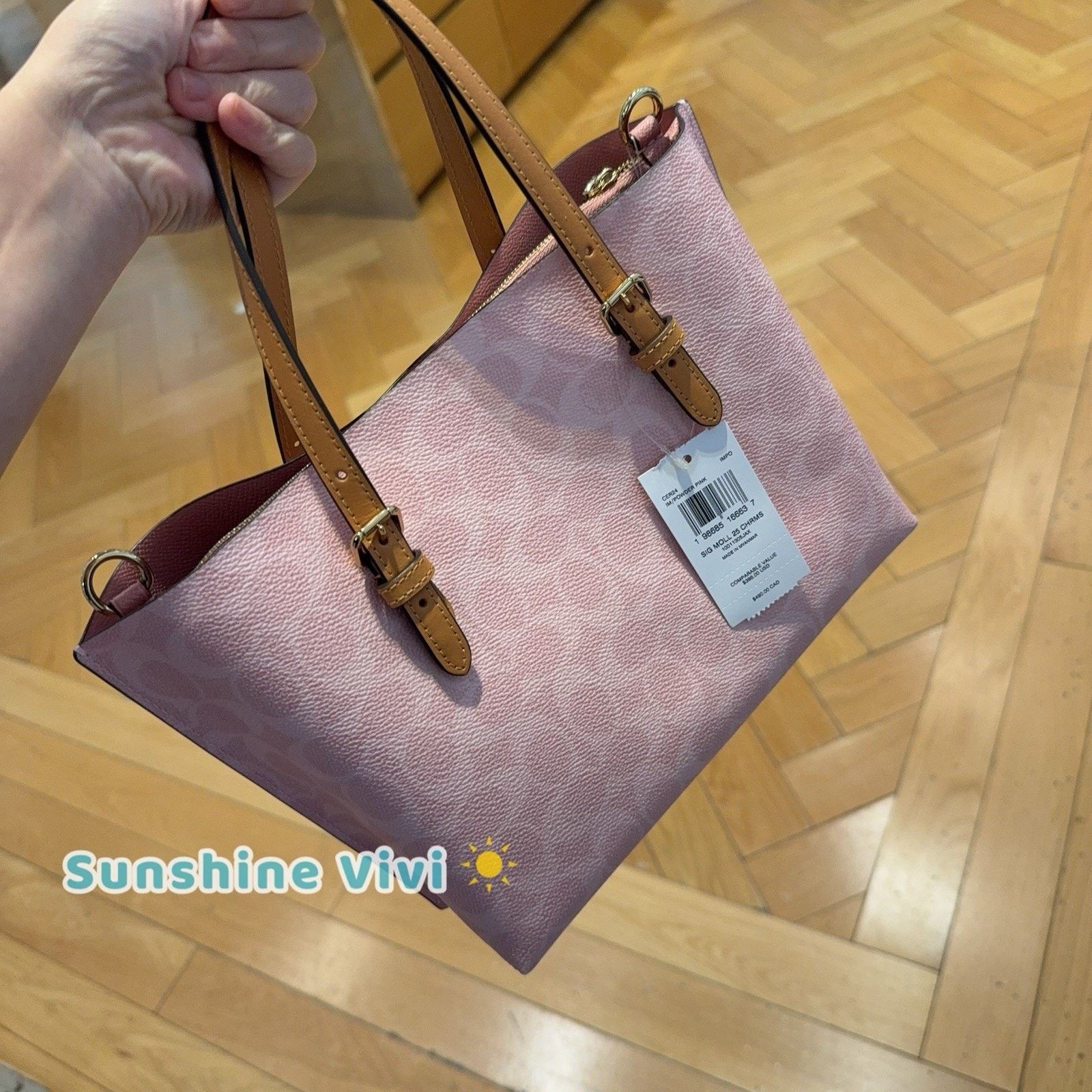 Coach NWT Coach Mollie Tote Bag 25 Charms CER24 Gold/Powder Pink Size ONE SIZE - 3 Thumbnail