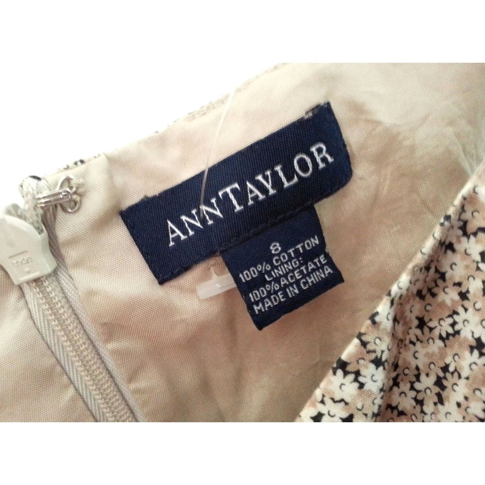 Ann Taylor Ann Taylor Dress 8 Floral Beige Midi A-Line Womens Size M / US 6-8 / IT 42-44 - 3 Thumbnail