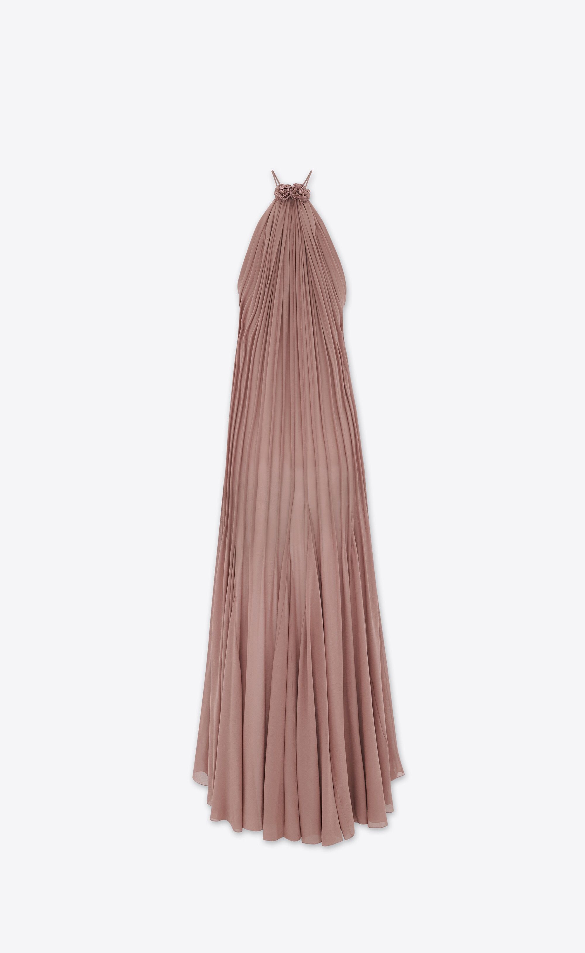 Saint Laurent Paris o1s1wg110225 729652 Dress in Silk Georgette in Brown Size XS / US 0-2 / IT 36-38 - 2 Thumbnail