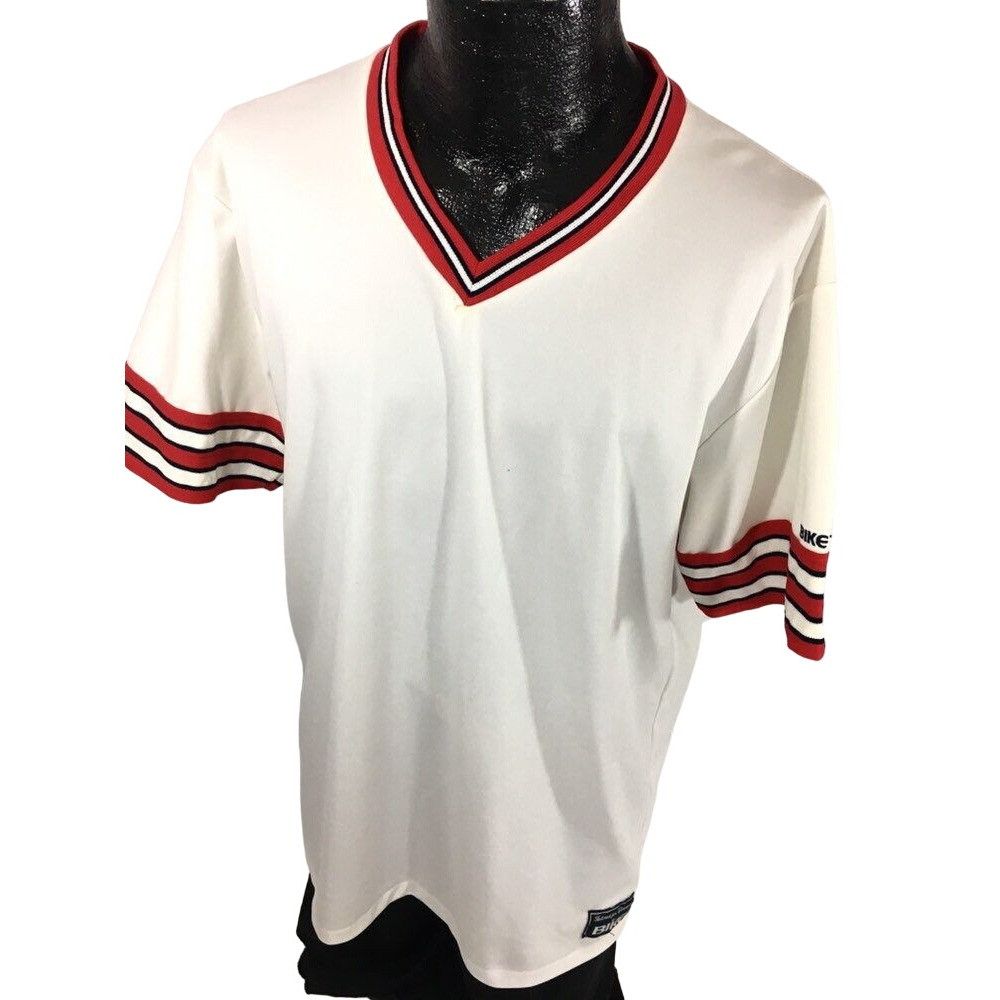 Other Vtg Bike White V Neck Red RINGER Jersey Streetwear T Shirt Size US XXL / EU 58 / 5 - 5 Thumbnail