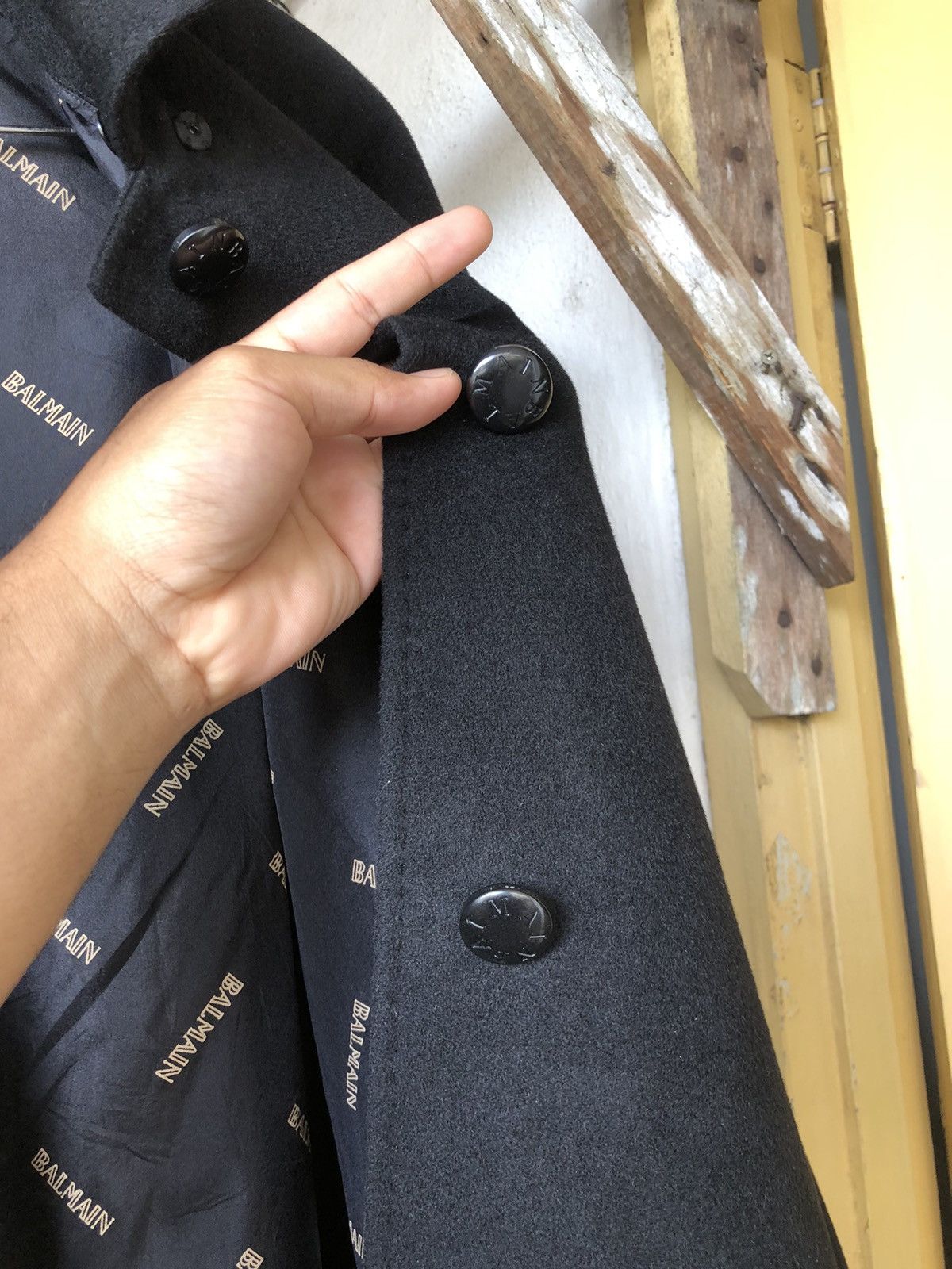 Balmain Authentic🔥 Balmain Cashmere Wool Long Coat Black Size L / US 10 / IT 46 - 9 Thumbnail