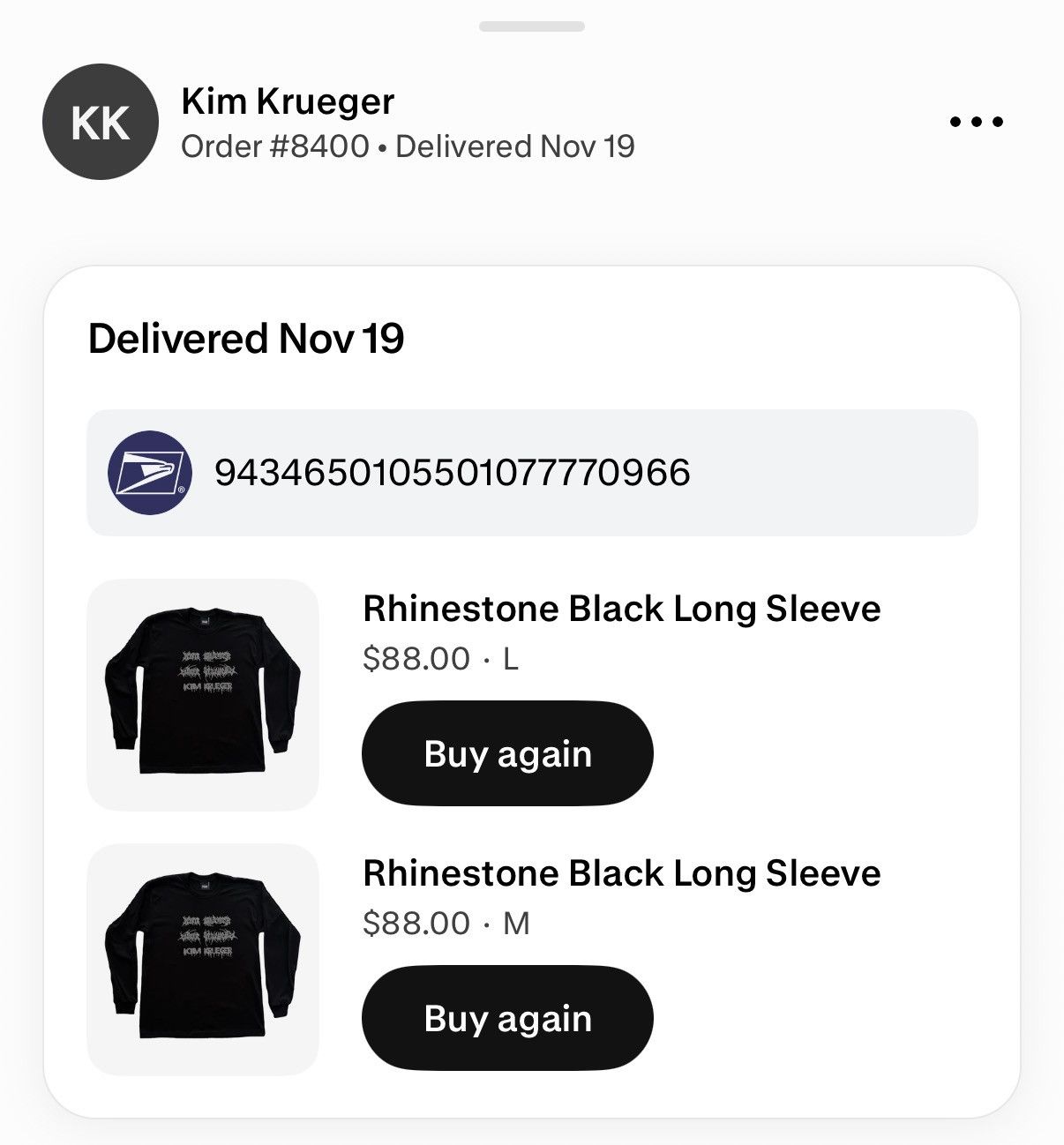Kim Krueger Kim Krueger Rhinestone Long Sleeve T-Shirt Tee Black Large Size US L / EU 52-54 / 3 - 5 Thumbnail