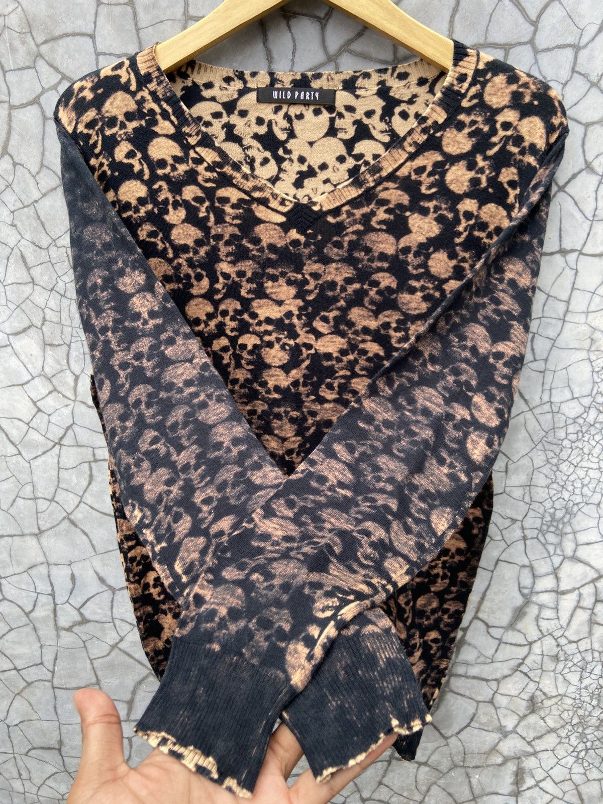 Japanese Brand Y2K Gothic Wild Party Japan Jacquard Skull Longsleeve Size US M / EU 48-50 / 2 - 4 Thumbnail
