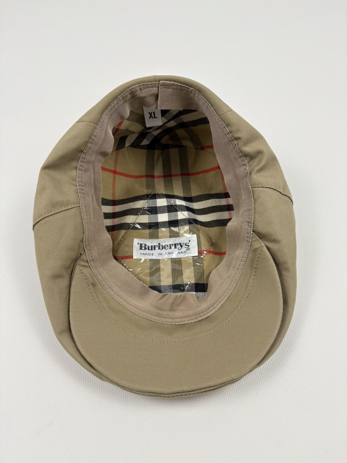 Burberry Rare 90's Burbeerry's Nova Check Lining Tan Plaid Flat Newsboy Cap Visor Driver Hat Size ONE SIZE - 11 Thumbnail