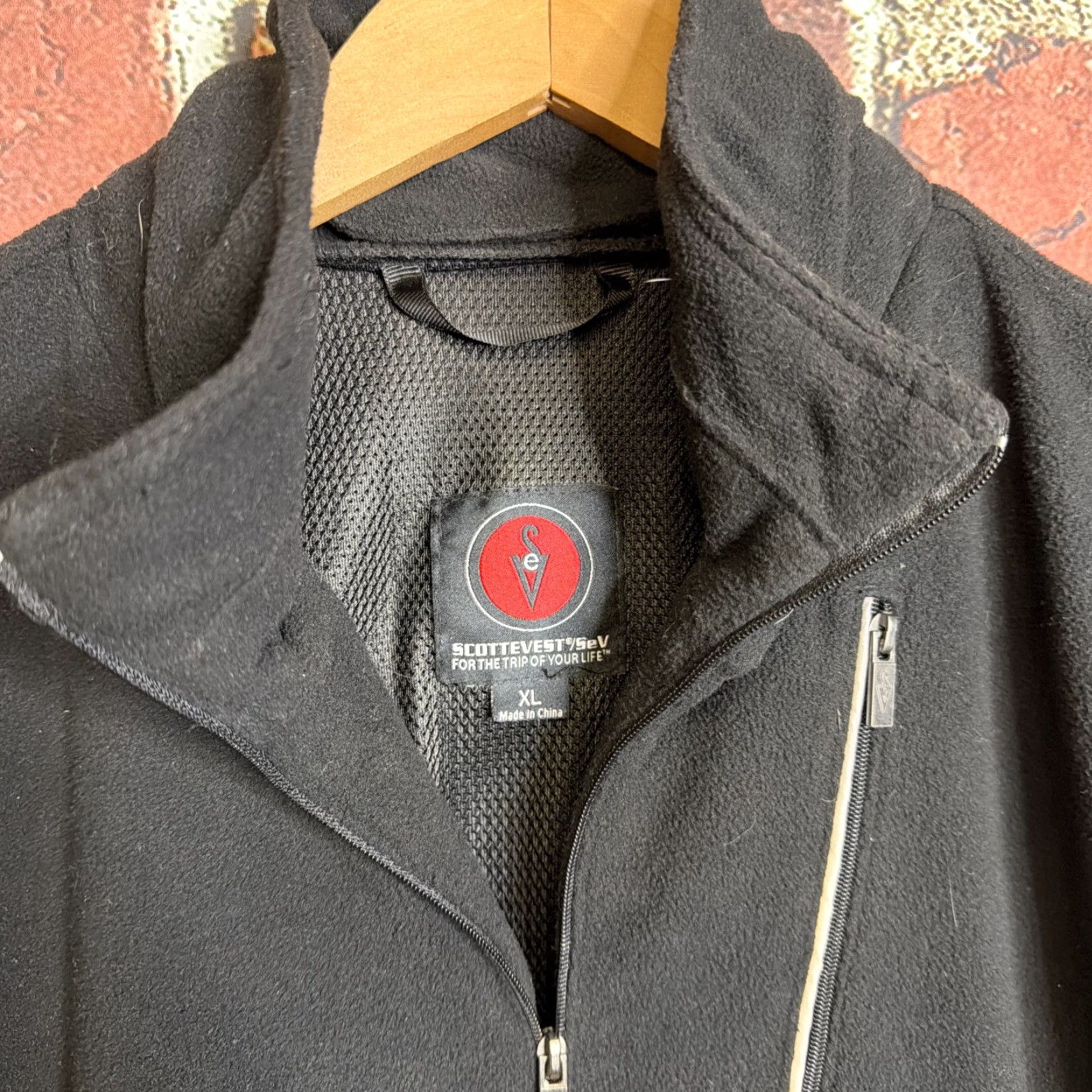 Vintage SCOTTeVEST Jacket Mens XL Black Fleece 1/4 Zip Travel Pockets Size US XL / EU 56 / 4 - 2 Thumbnail