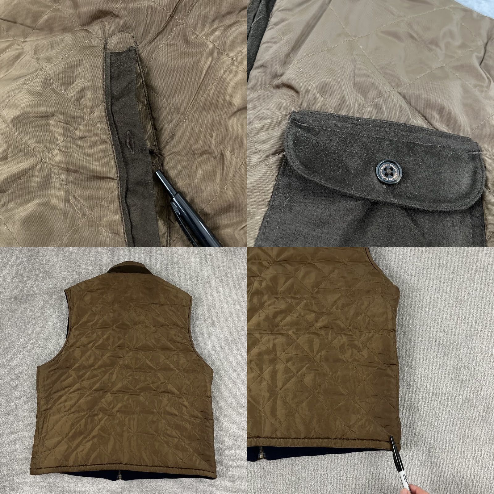 Vintage Singer + Sargent Reversible Vest Mens Large Blue Wool Quilted Outdoors Size US L / EU 52-54 / 3 - 8 Thumbnail