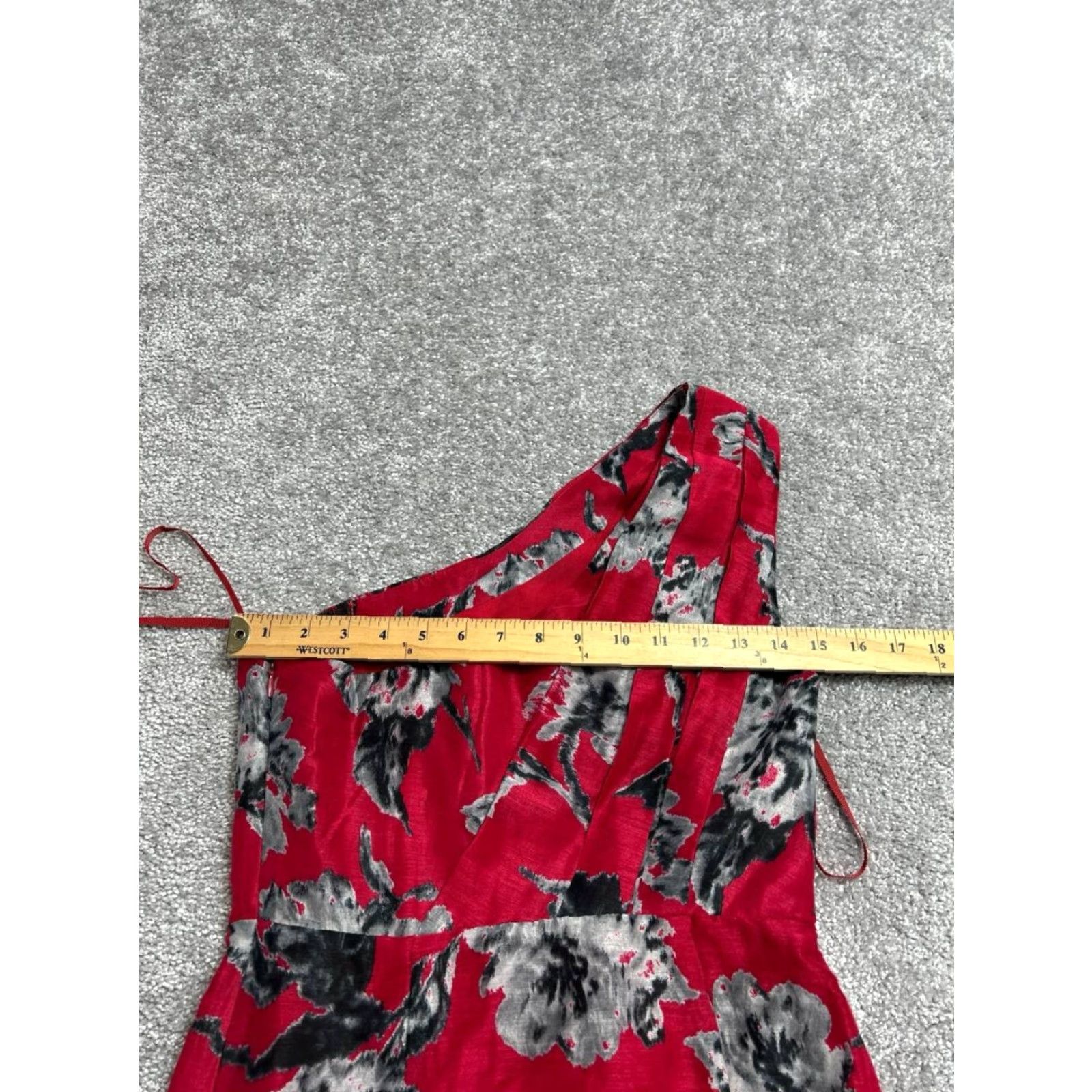 Anthropologie Anthropologie Bhldn Dress Womens 6 Red Floral Linen One Shoulder A-Line Knee Length Modern Classic Womens Size M / US 6-8 / IT 42-44 - 6 Thumbnail