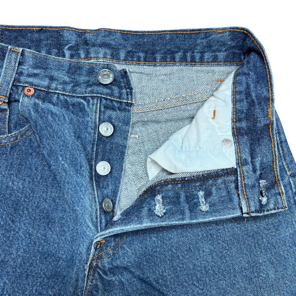 Levi's Vtg 1980s Levi’s 701 Button Fly Student USA Blue Denim Pants Size 25" / US 0 / IT 36 - 3 Thumbnail