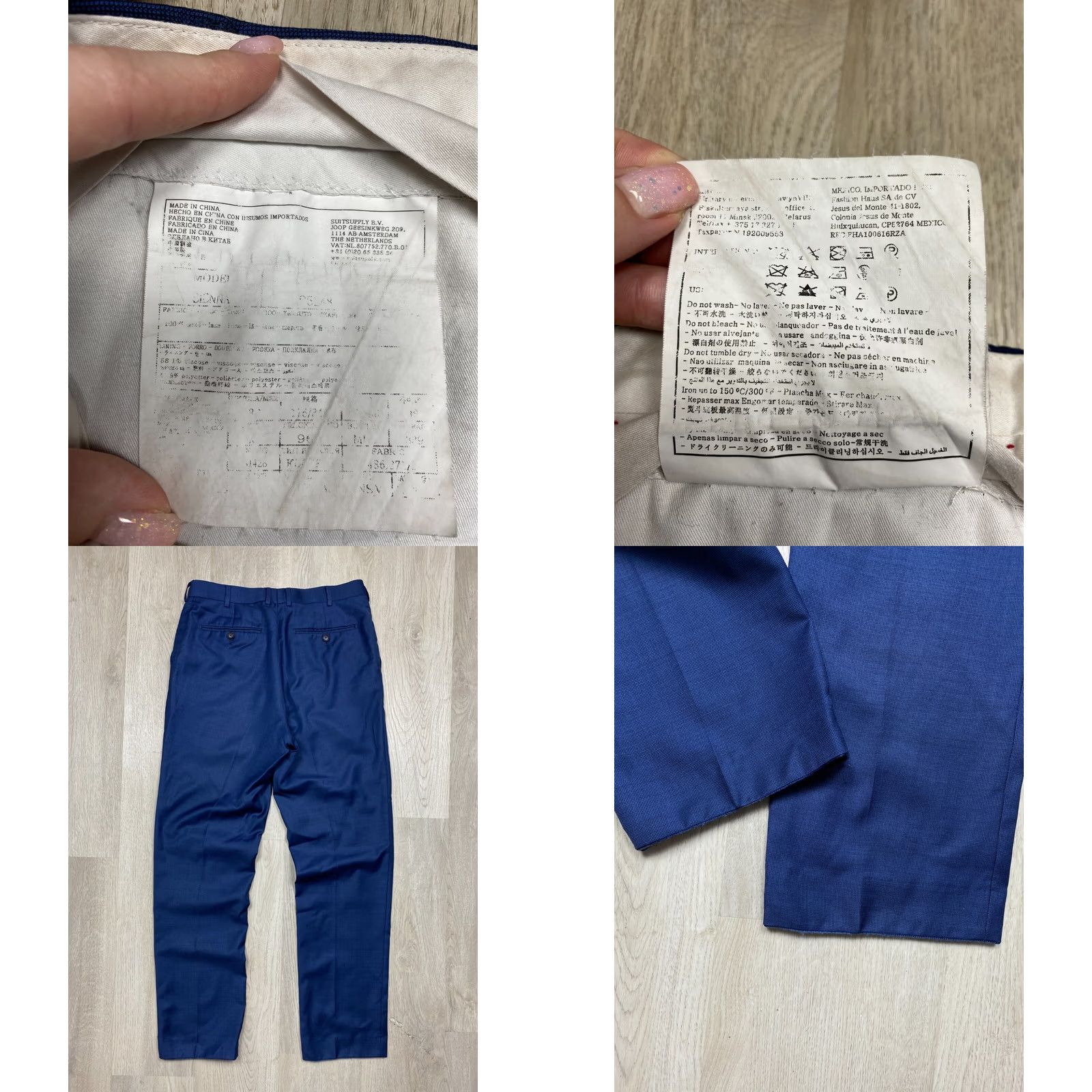 Suitsupply Suitsupply Blazer - 2 Piece Wool Suit Jacket + Pants 48R Blue Mens Vintage Style Two-Button Front Size 48R - 9 Thumbnail