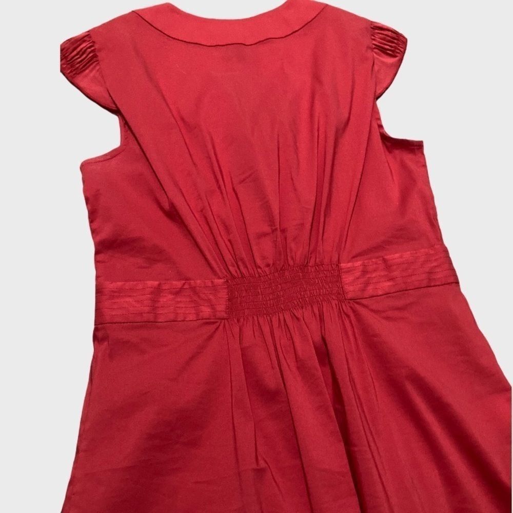 Bcbgmaxazria BCBGMaxAzria, Red Capped Sleeve Top, Plunging Splice Necklin Size XS / US 0-2 / IT 36-38 - 2 Thumbnail