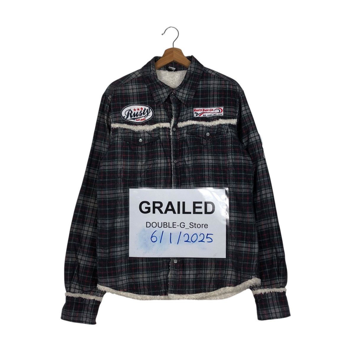 Japanese Brand 📌Rusty Surf Co. Flannel Shirt Jacket Sherpa Blanket Tartan Size US L / EU 52-54 / 3 - 1 Thumbnail