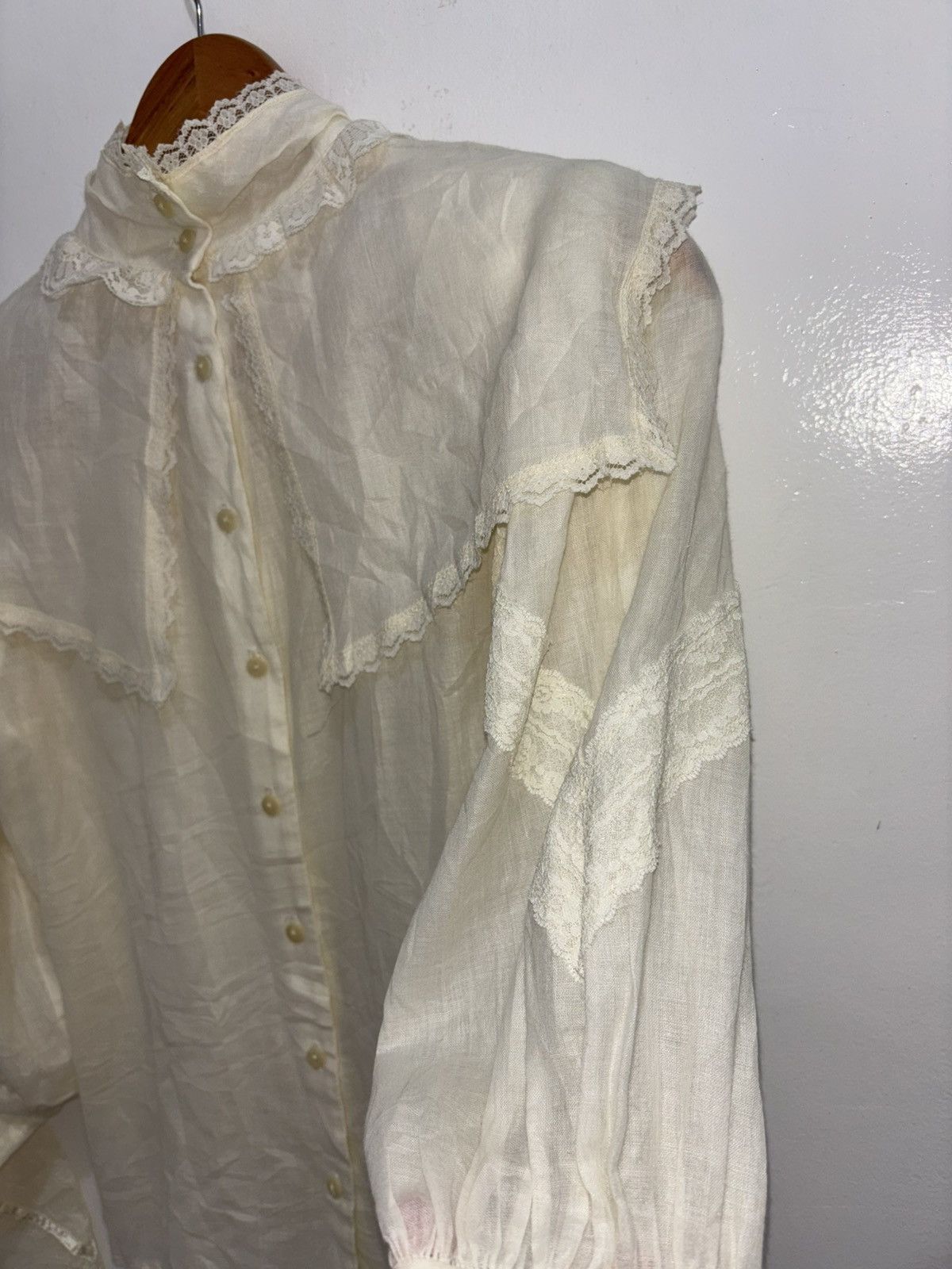 Other Gunne Sax Vintage Blouse High Neck Size S / US 4 / IT 40 - 3 Thumbnail