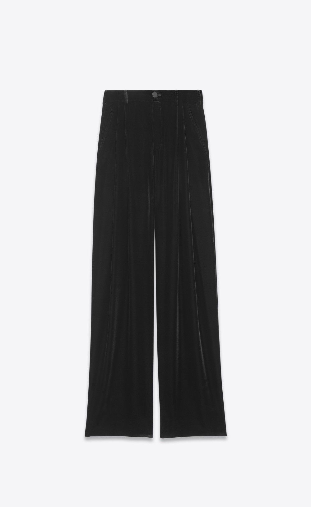 Saint Laurent Paris Black silk velvet wide leg pleated pants Size US 29 - 2 Thumbnail