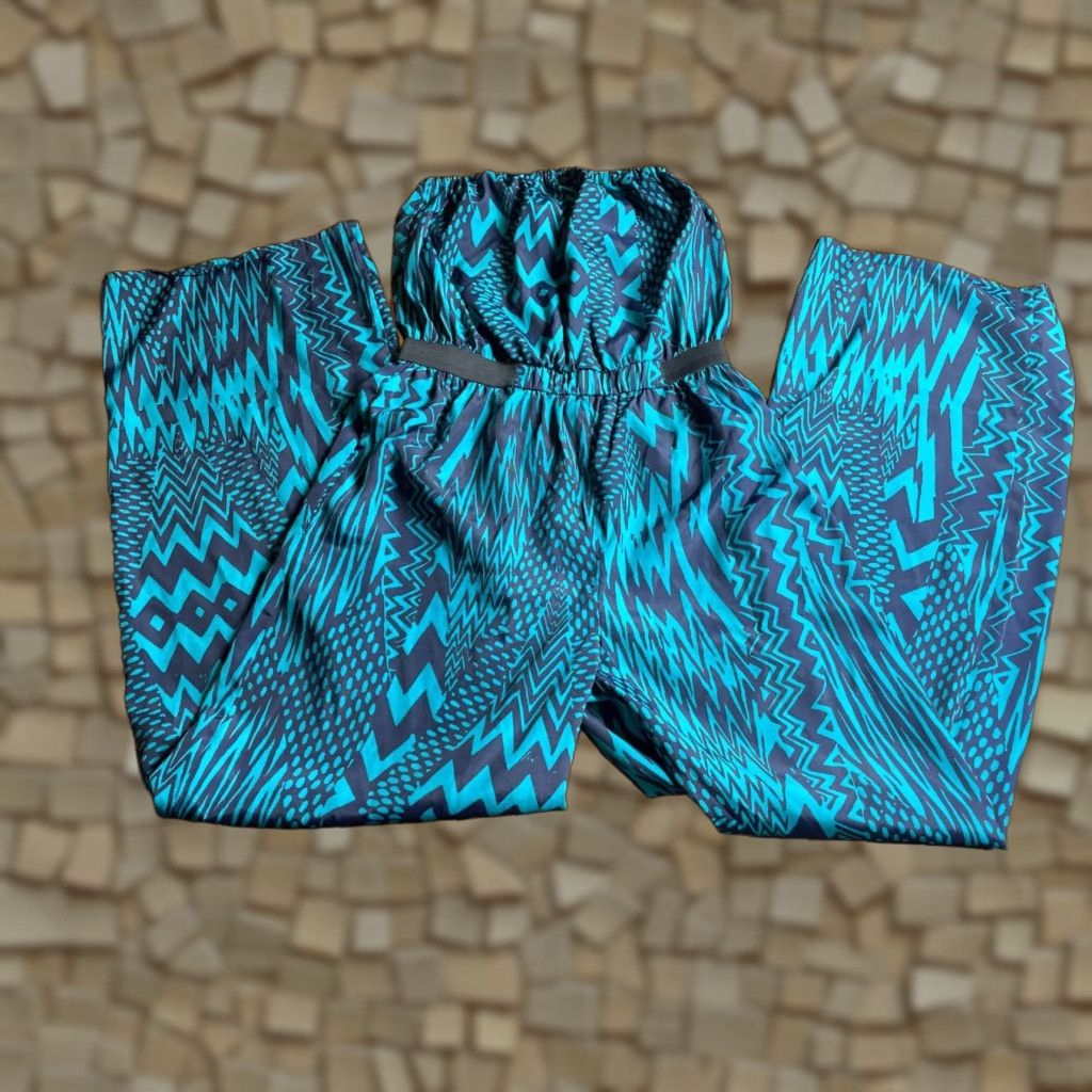 Vintage Xhilaration Romper Dress Size S Navy Blue Turquoise Aztec Zipzag Polka Dots Women One-Piece Sleeveless Size S / US 4 / IT 40 - 1 Thumbnail