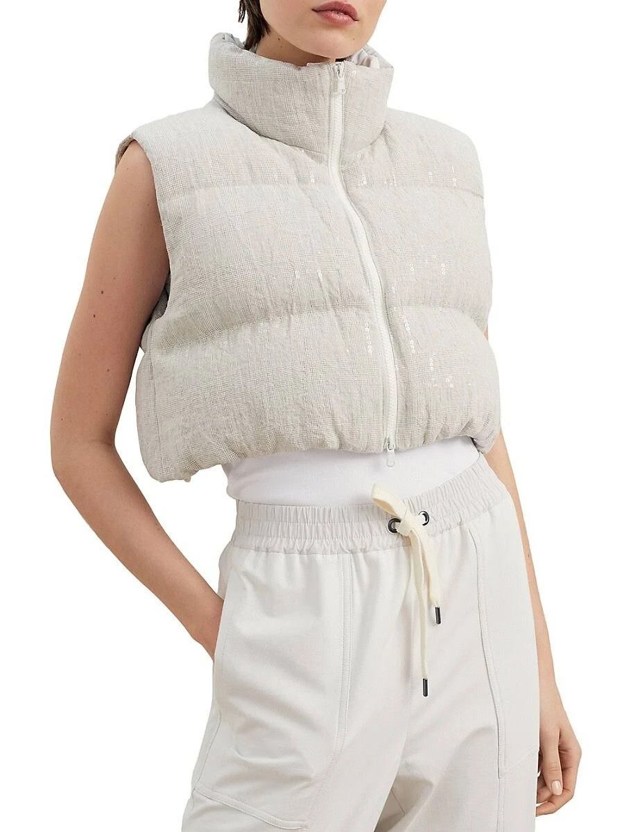 image of Brunello Cucinelli O1W1Db10524 Vest In Open White, Women's (Size Small)